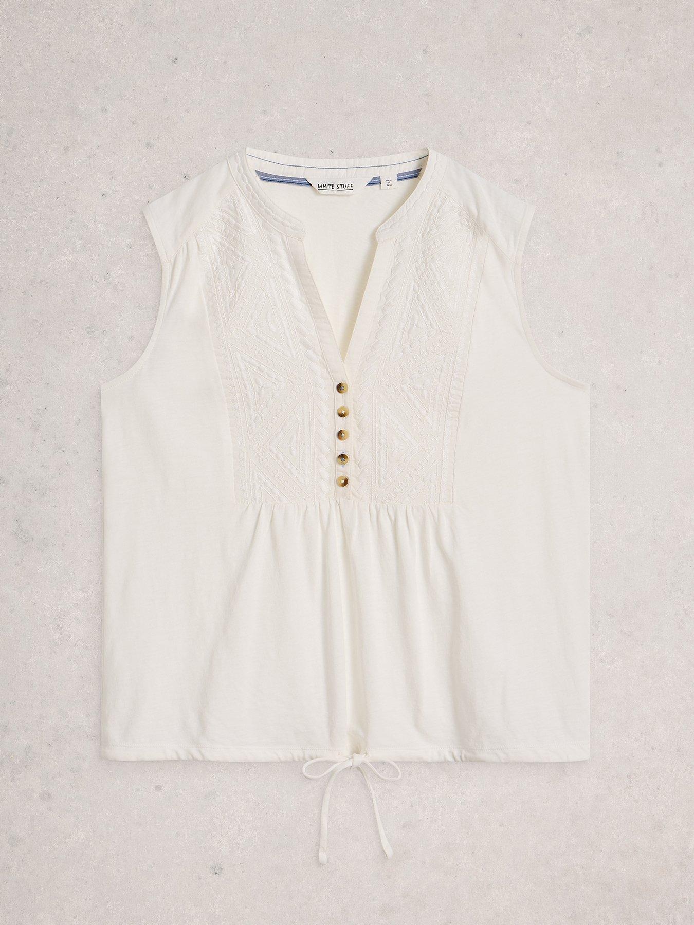  image of white-stuff-peony-sleeveless-shirt-white