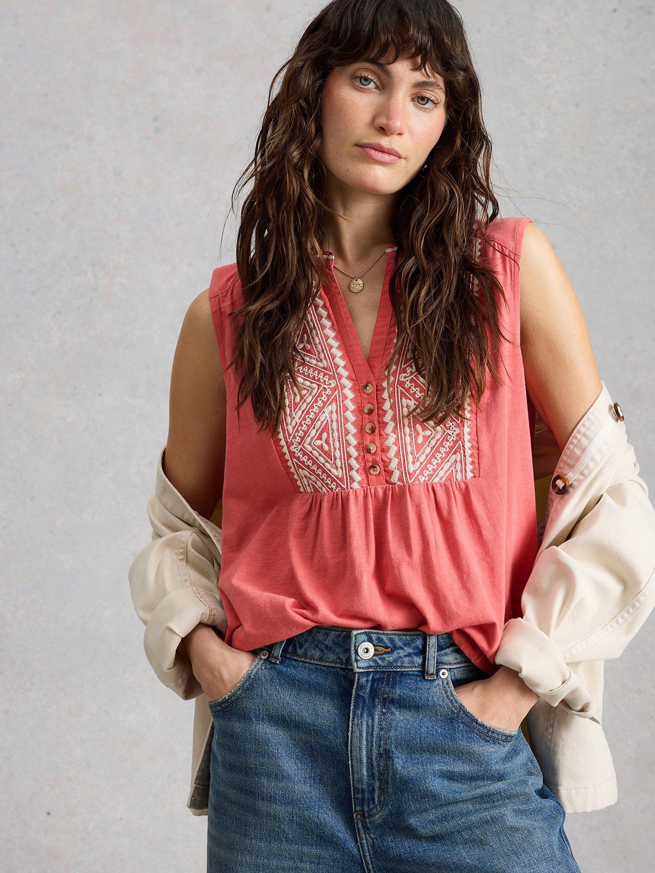 Image 4 of 6 of White Stuff Peony Sleeveless Shirt - Pink