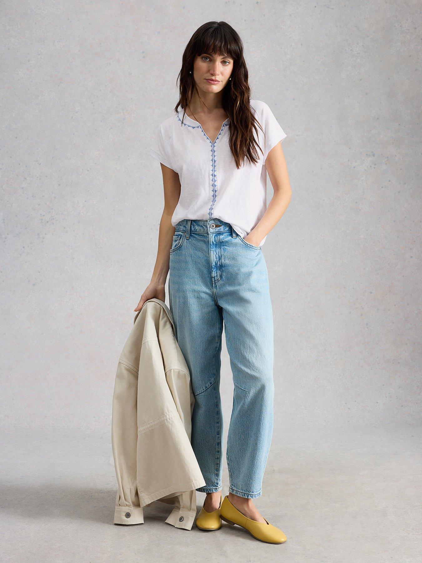 White Stuff Nelly Plain Embroidered T-Shirt - White
