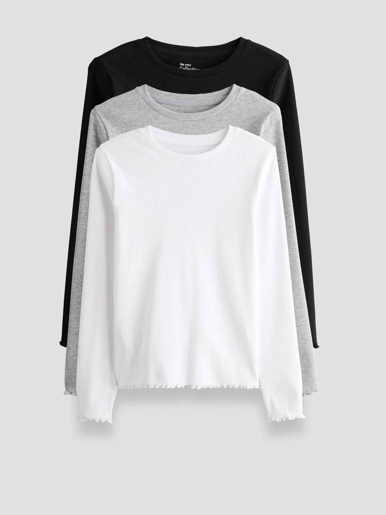 The Very Collection Girls 3 Pack Core Basic Longsleeve Tops - Multi