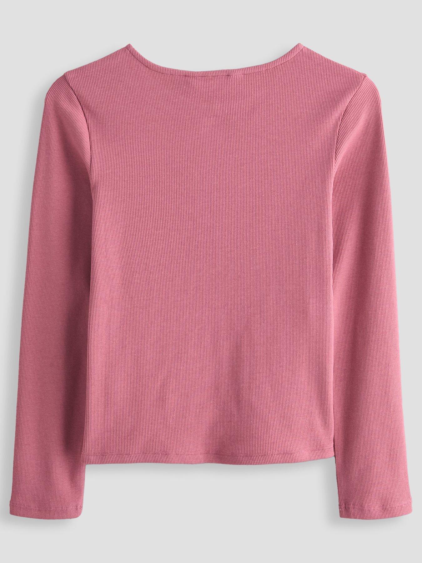Image 2 of 4 of The Very Collection Girls Button Up Long Sleeve Rib Top - Pink