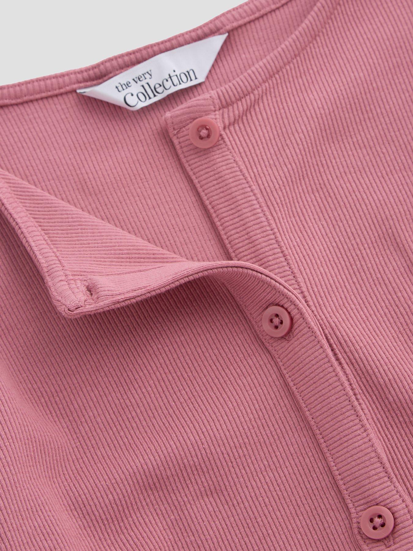 Image 3 of 4 of The Very Collection Girls Button Up Long Sleeve Rib Top - Pink