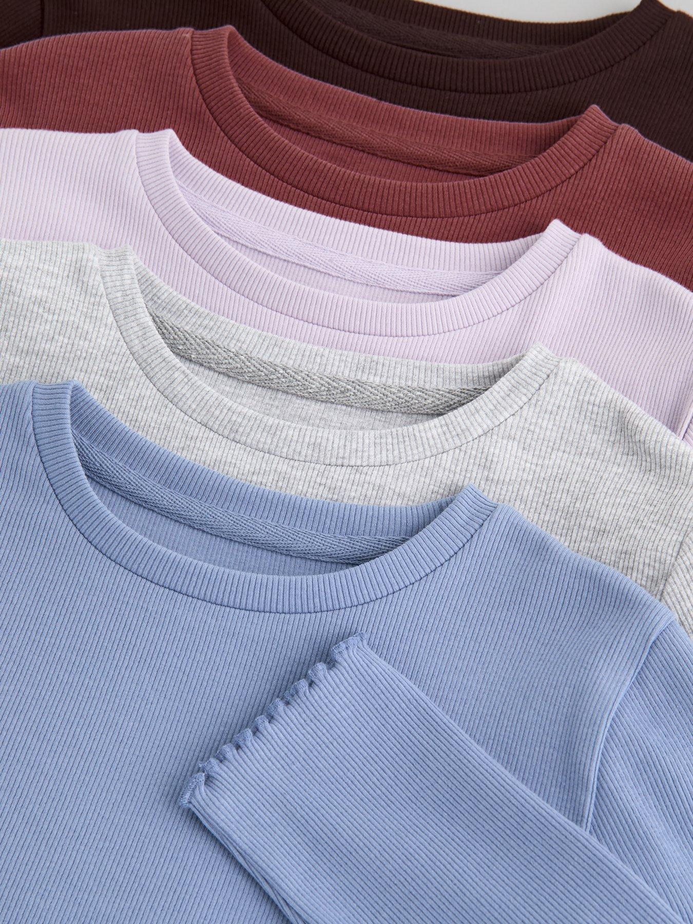 Image 5 of 5 of The Very Collection Girls Basic 5 Pack Long Sleeve Tops - Multi