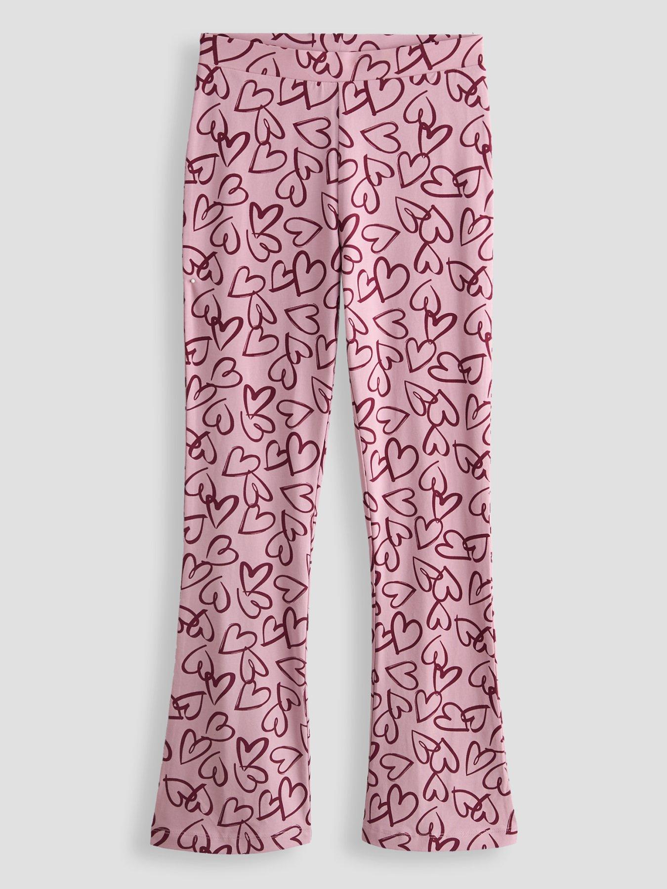 The Very Collection Girls Heart Print Flared Leggings - Pink