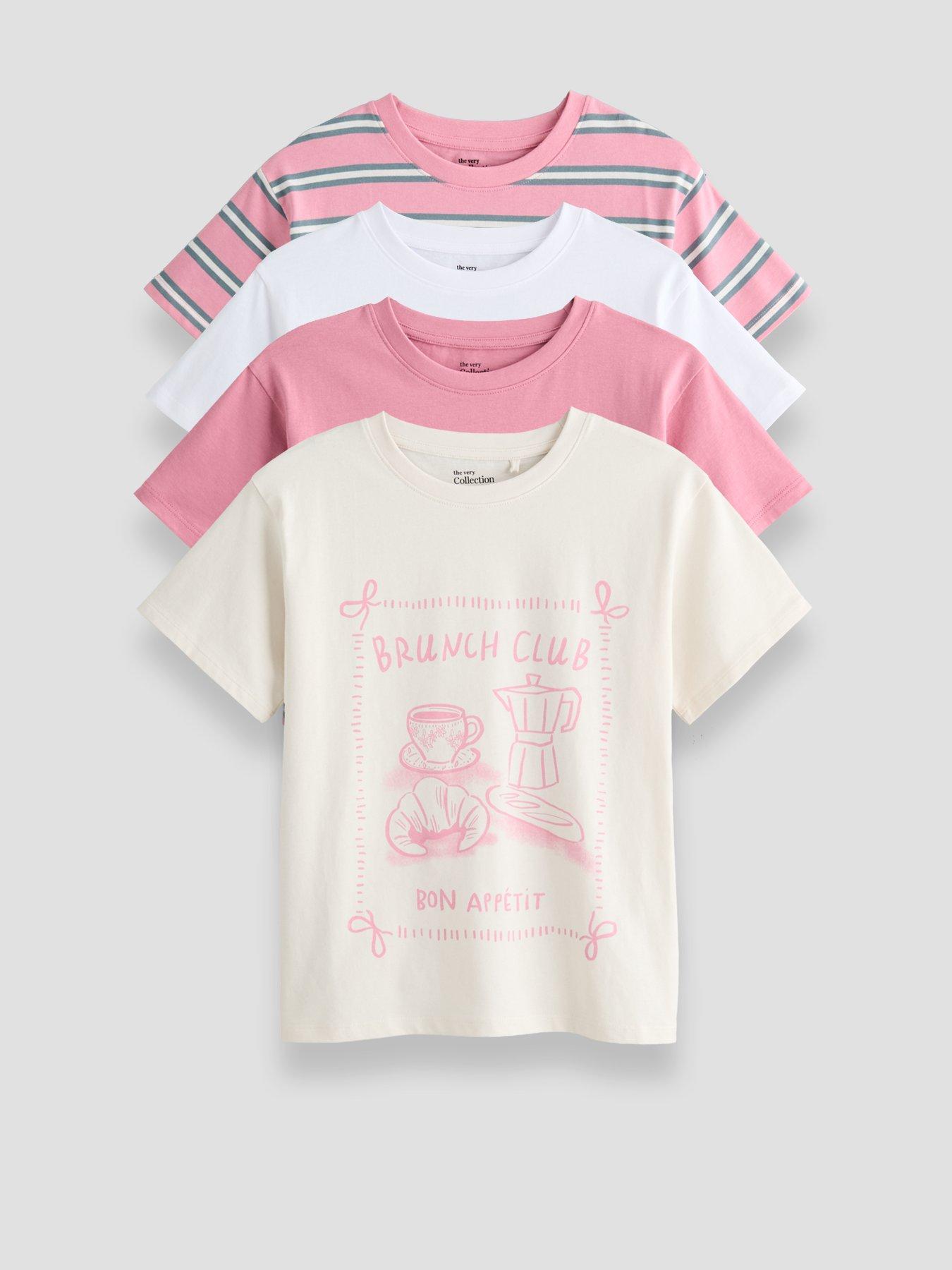 Image 1 of 5 of The Very Collection Girls 4 Pack T-shirts (3 - 16 years) - Multi
