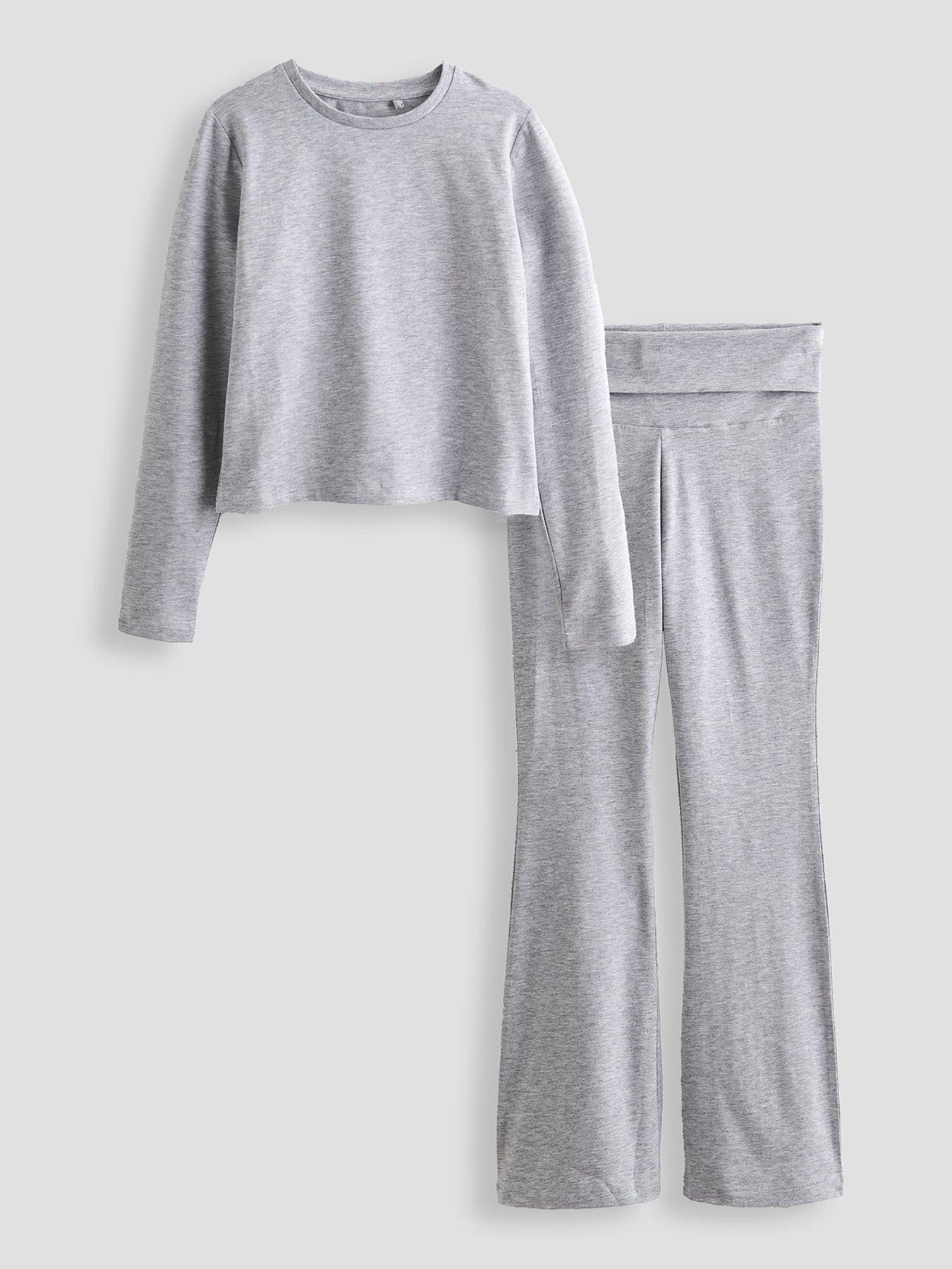 The Very Collection Girls Long Sleeve And Fold Over Legging Basic Set - Grey