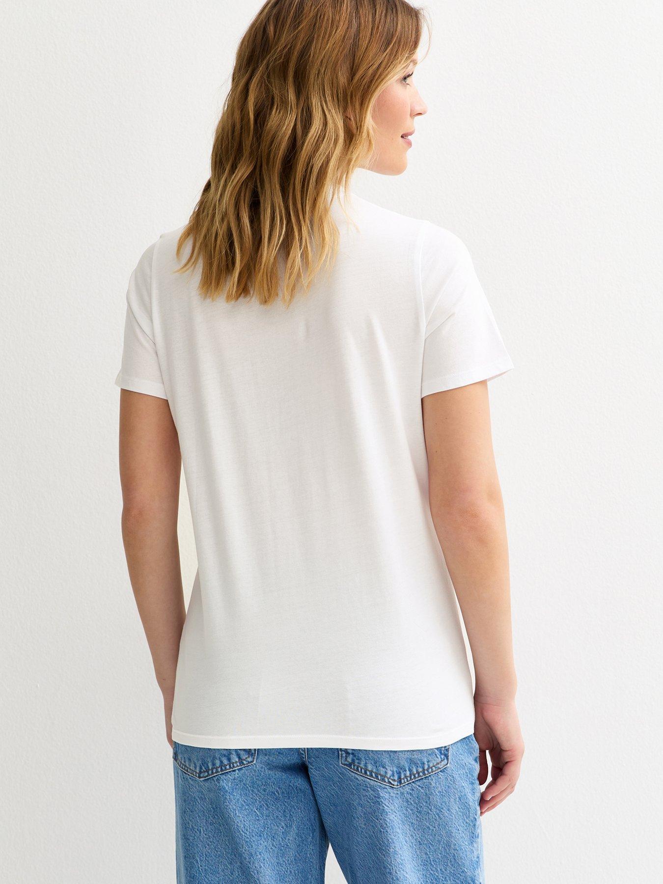  image of new-look-orange-print-t-shirt-white