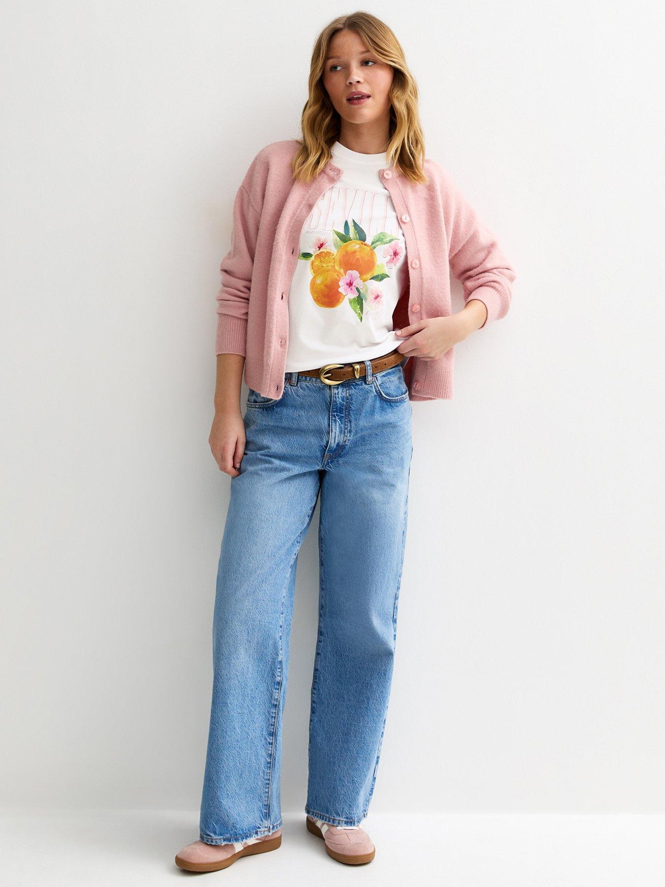  image of new-look-orange-print-t-shirt-white