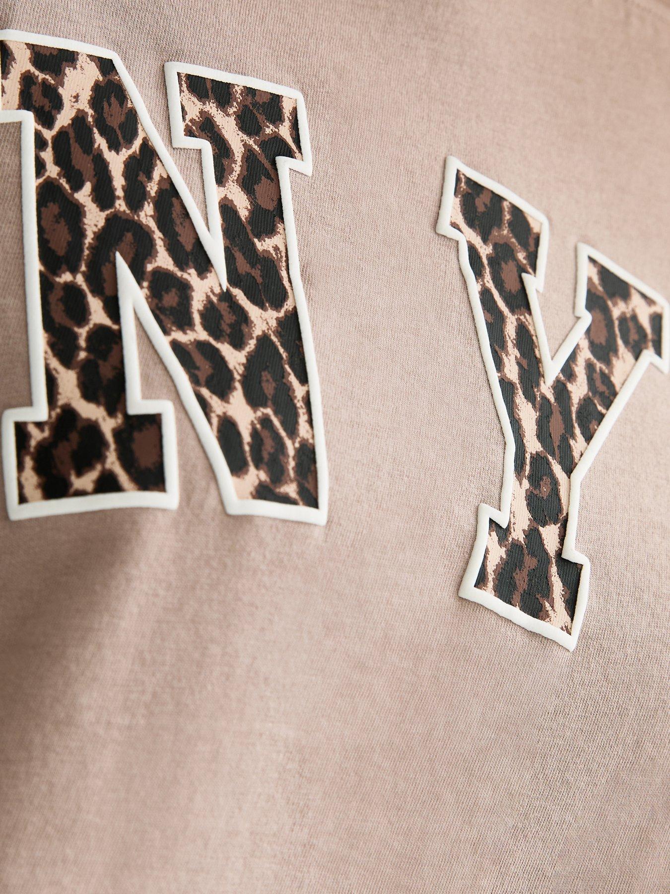  image of new-look-mink-leopard-print-nyc-regular-t-shirt
