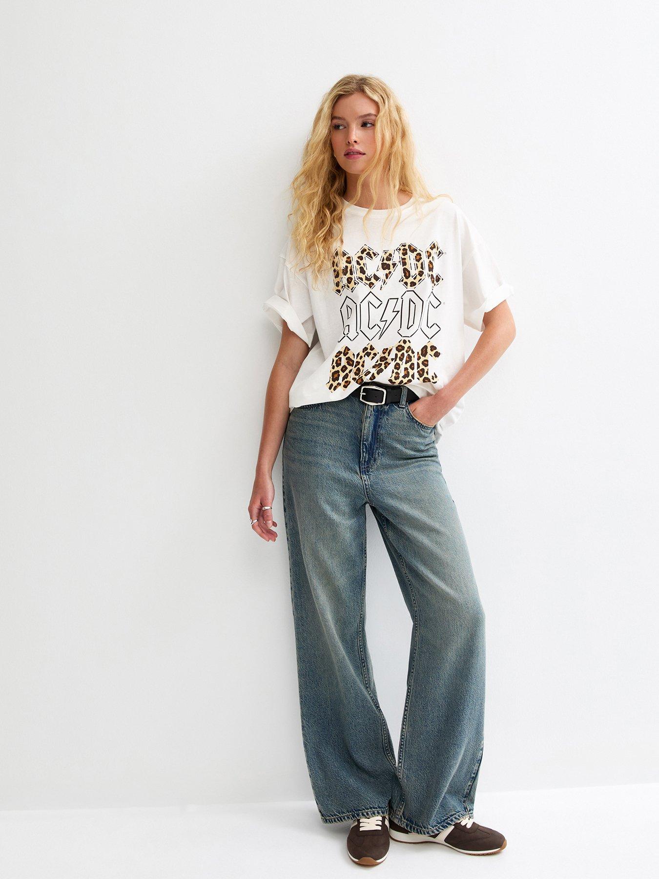  image of new-look-acdc-leopard-print-oversized-t-shirt-white