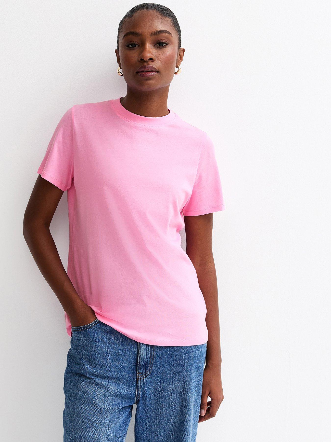 New Look Cotton Crew Neck T-Shirt - Bright Pink
