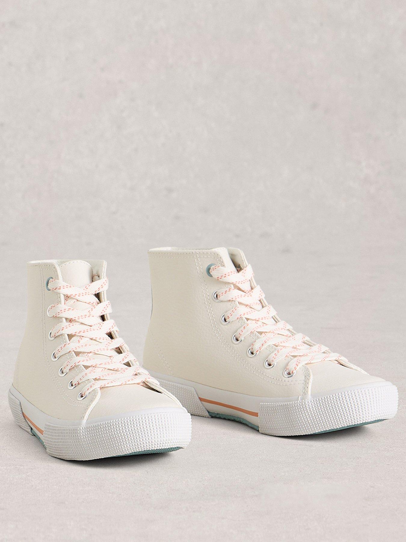 Image 2 of 4 of White Stuff Pippa Leather Hi-Top Trainer - White