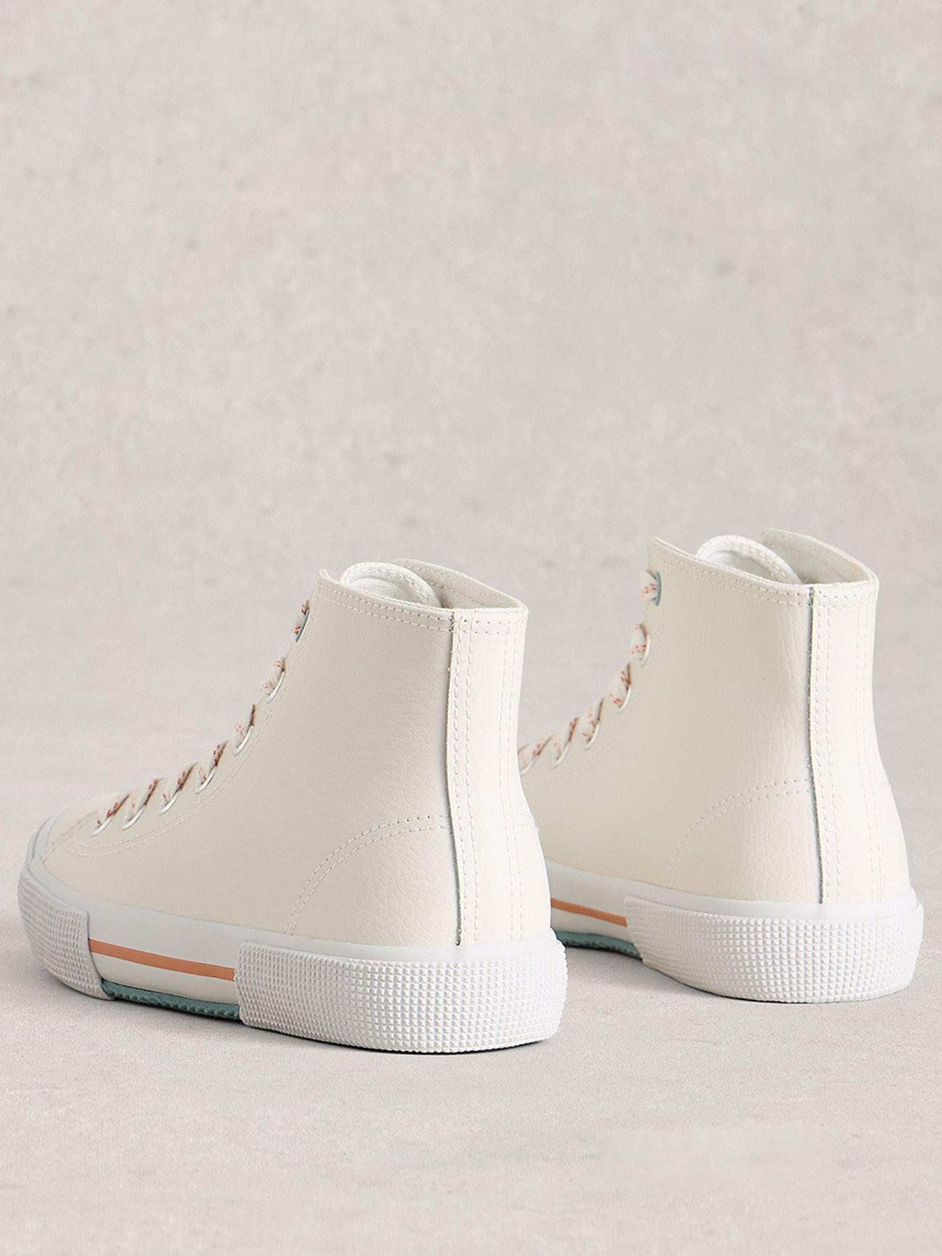 Image 3 of 4 of White Stuff Pippa Leather Hi-Top Trainer - White