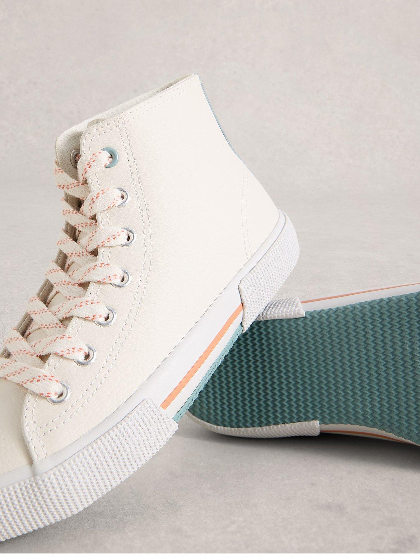 Image 4 of 4 of White Stuff Pippa Leather Hi-Top Trainer - White