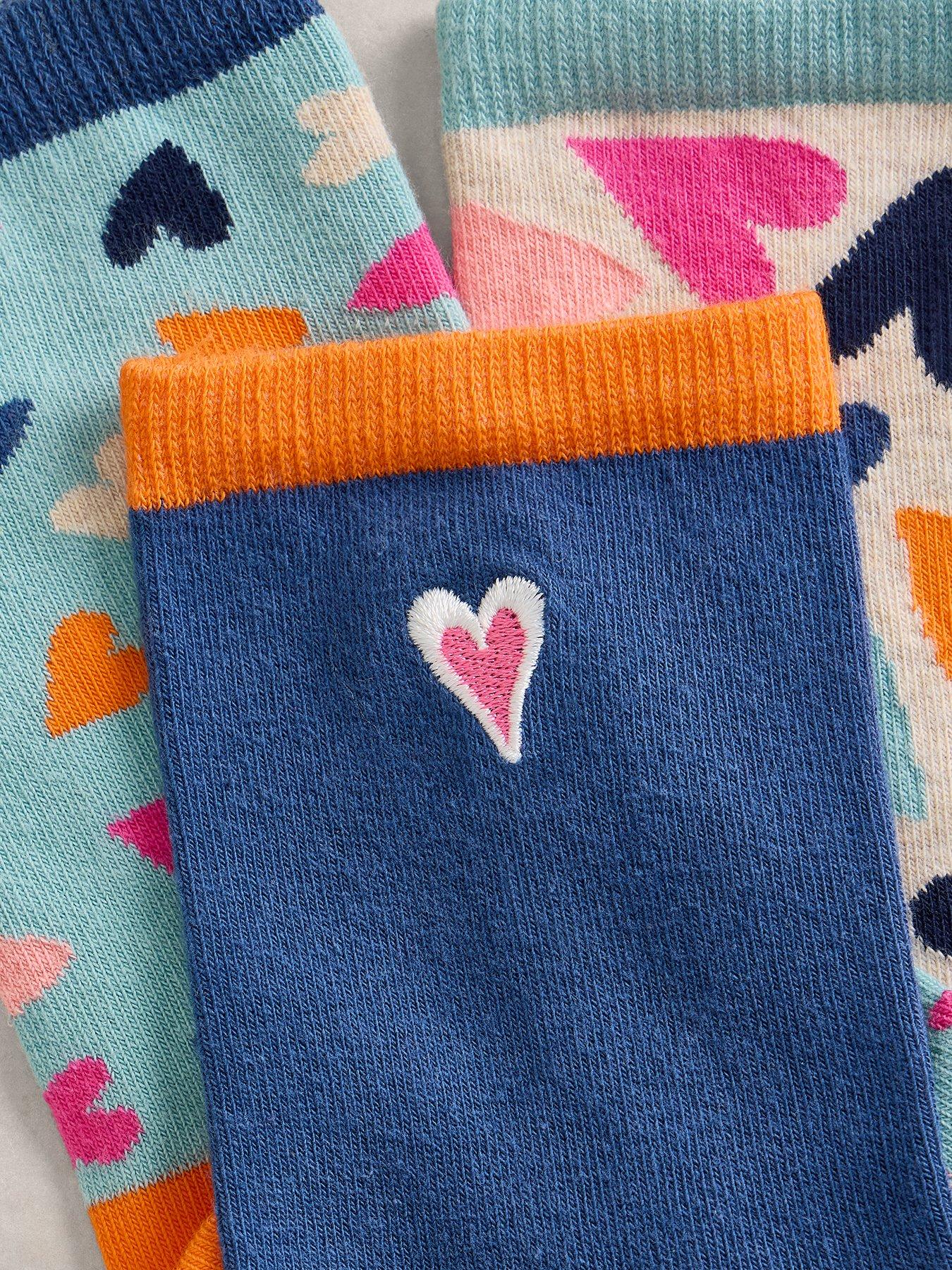 Image 2 of 2 of White Stuff 3 Pack Heart Socks - Blue