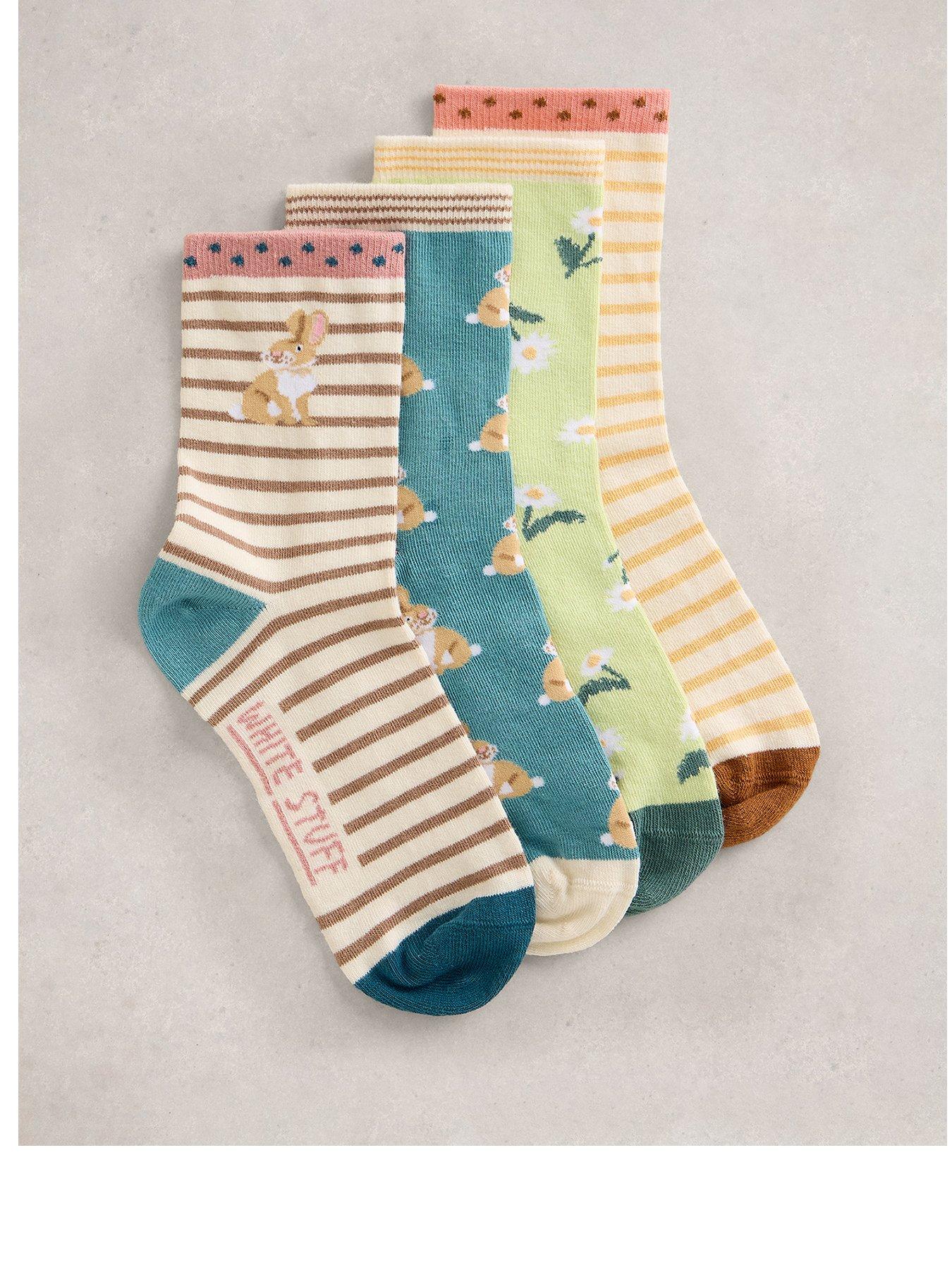White Stuff 4 Pack Spring Time Ankle Sock - Orange
