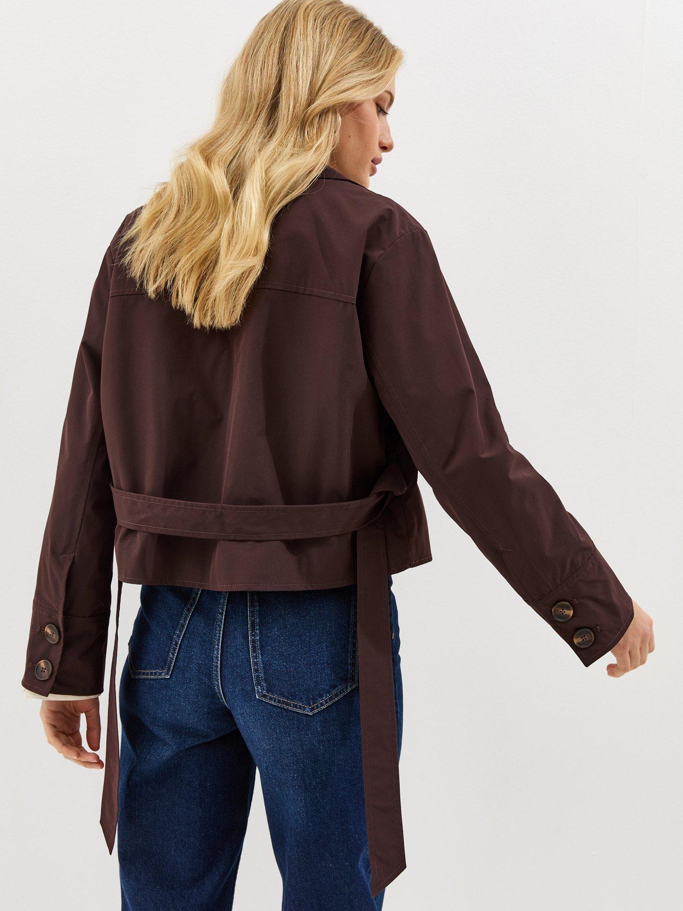 Image 2 of 5 of New Look Brown Double Pocket Belted Short Belted Mac