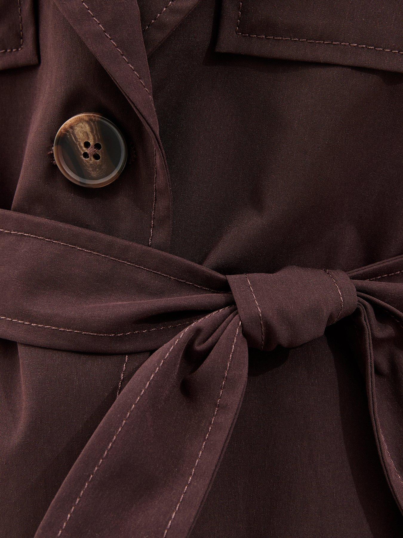 Image 5 of 5 of New Look Brown Double Pocket Belted Short Belted Mac