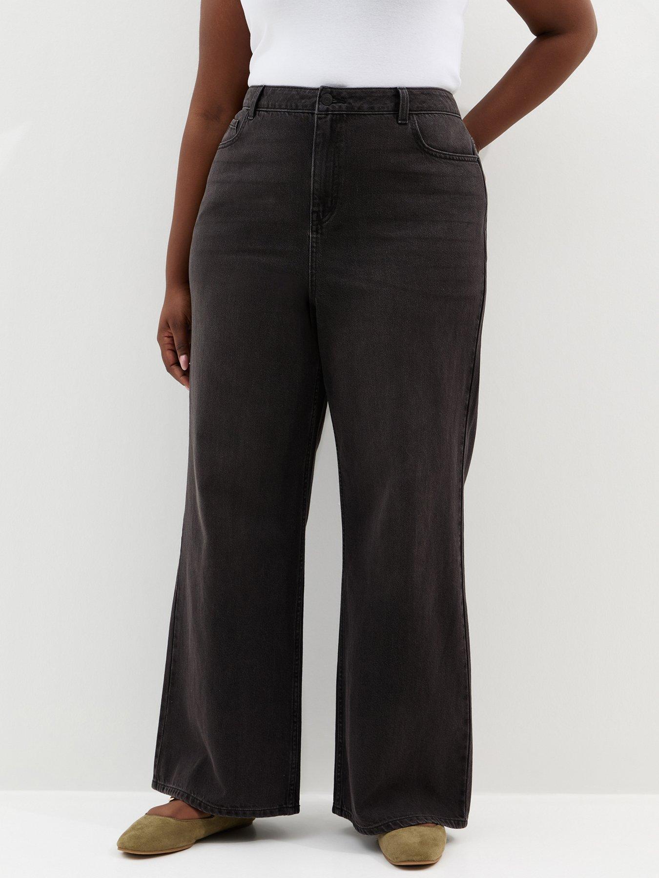 New Look Curves Adalae High Waist Wide Leg Jeans - Black