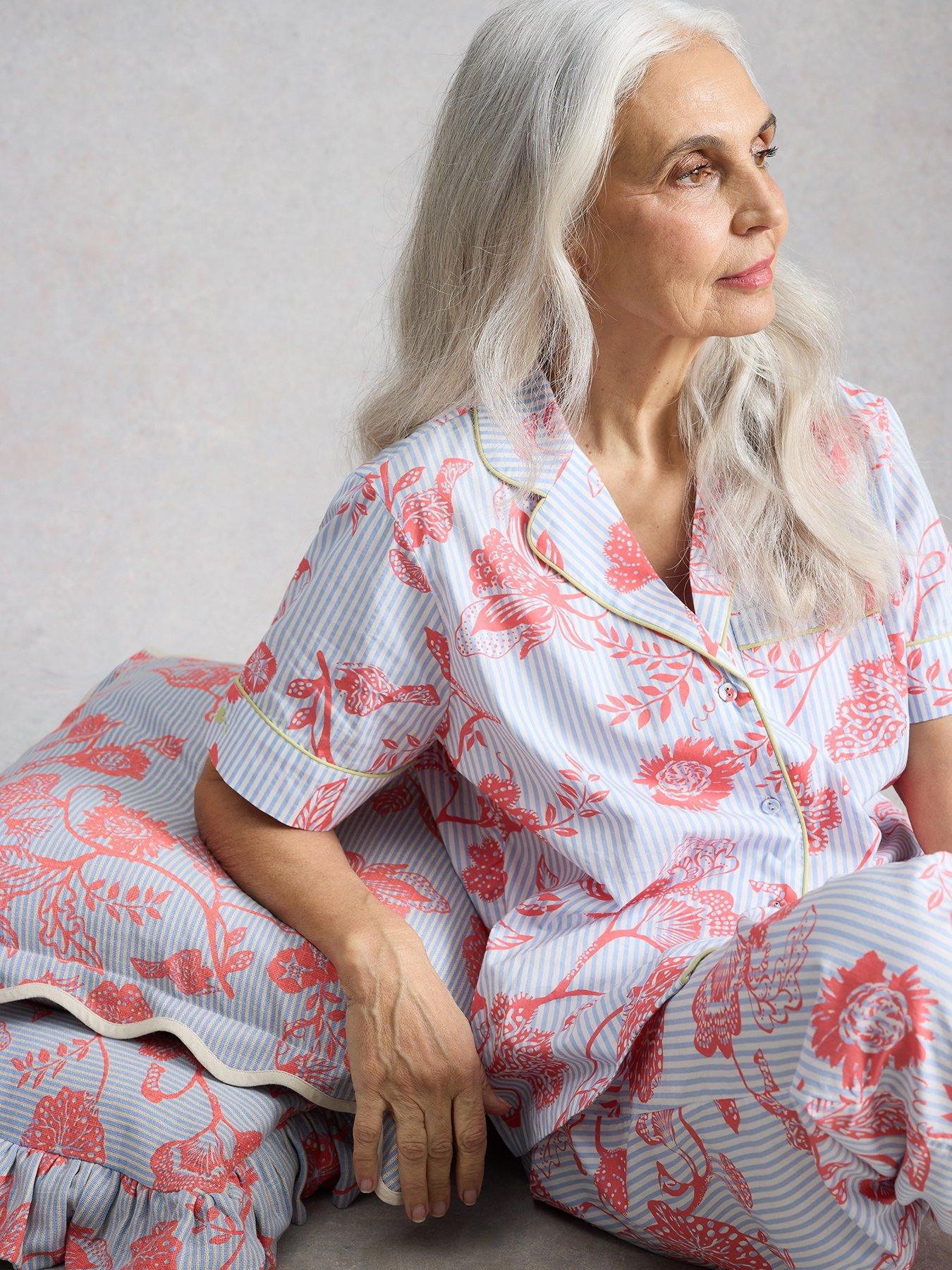  image of white-stuff-nina-lightweight-short-sleeve-pyjama-shirt-blue