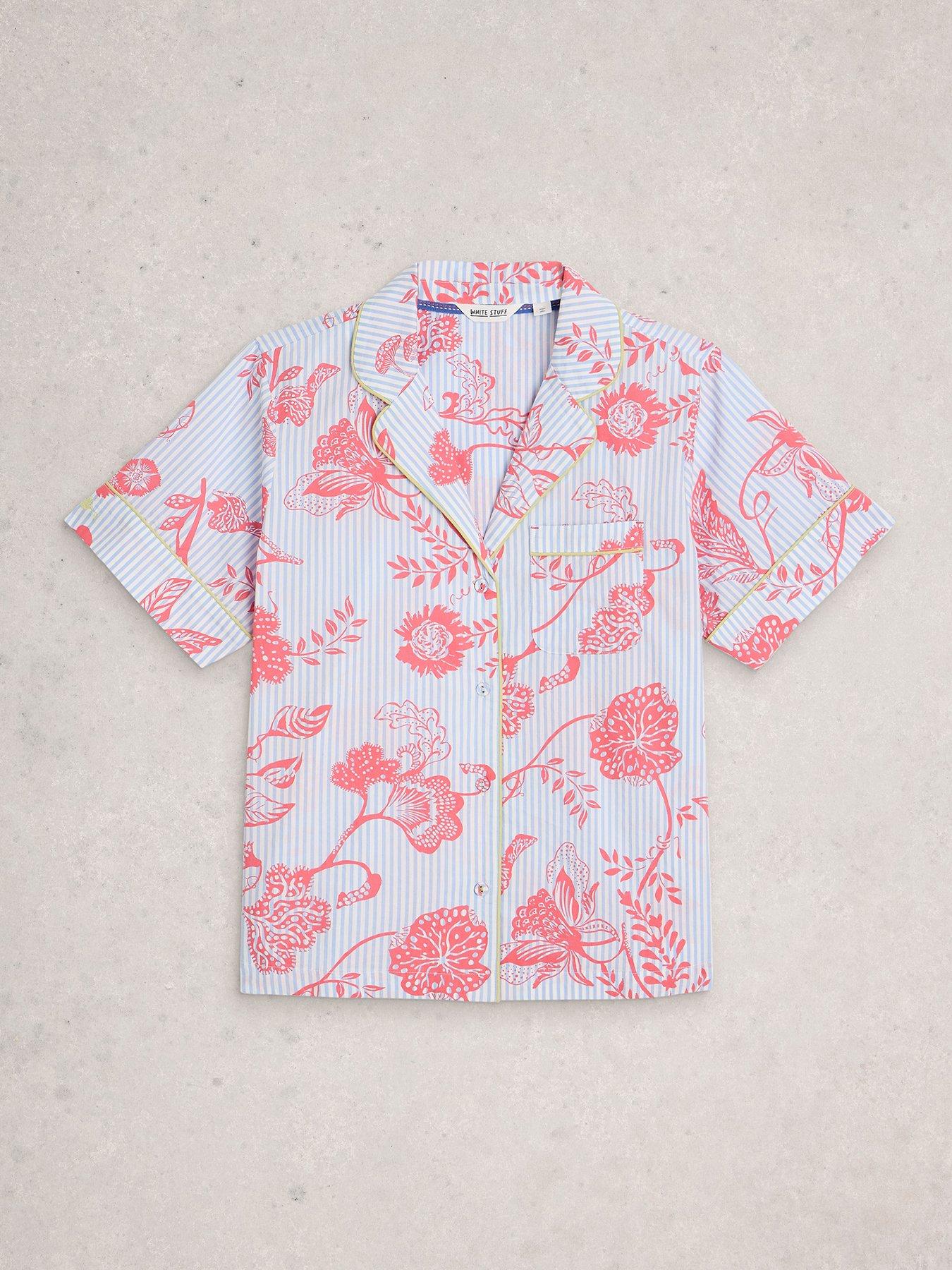  image of white-stuff-nina-lightweight-short-sleeve-pyjama-shirt-blue