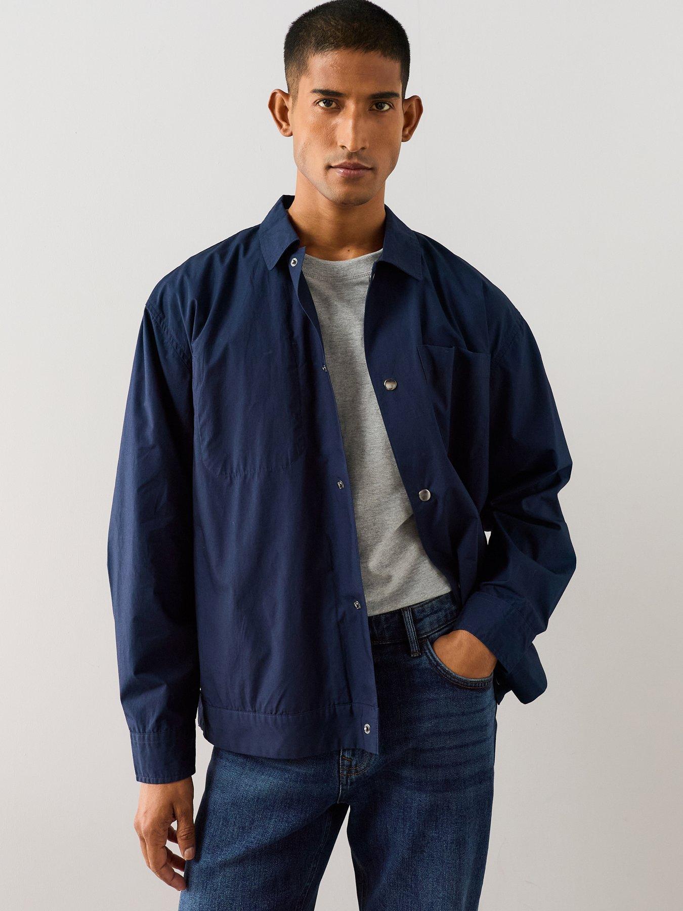 The Very Collection Pocket Front Button Through Overshirt - Navy