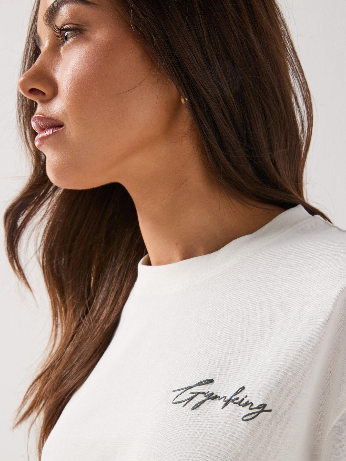  image of gym-king-womens-script-mindset-bf-t-shirt-cream