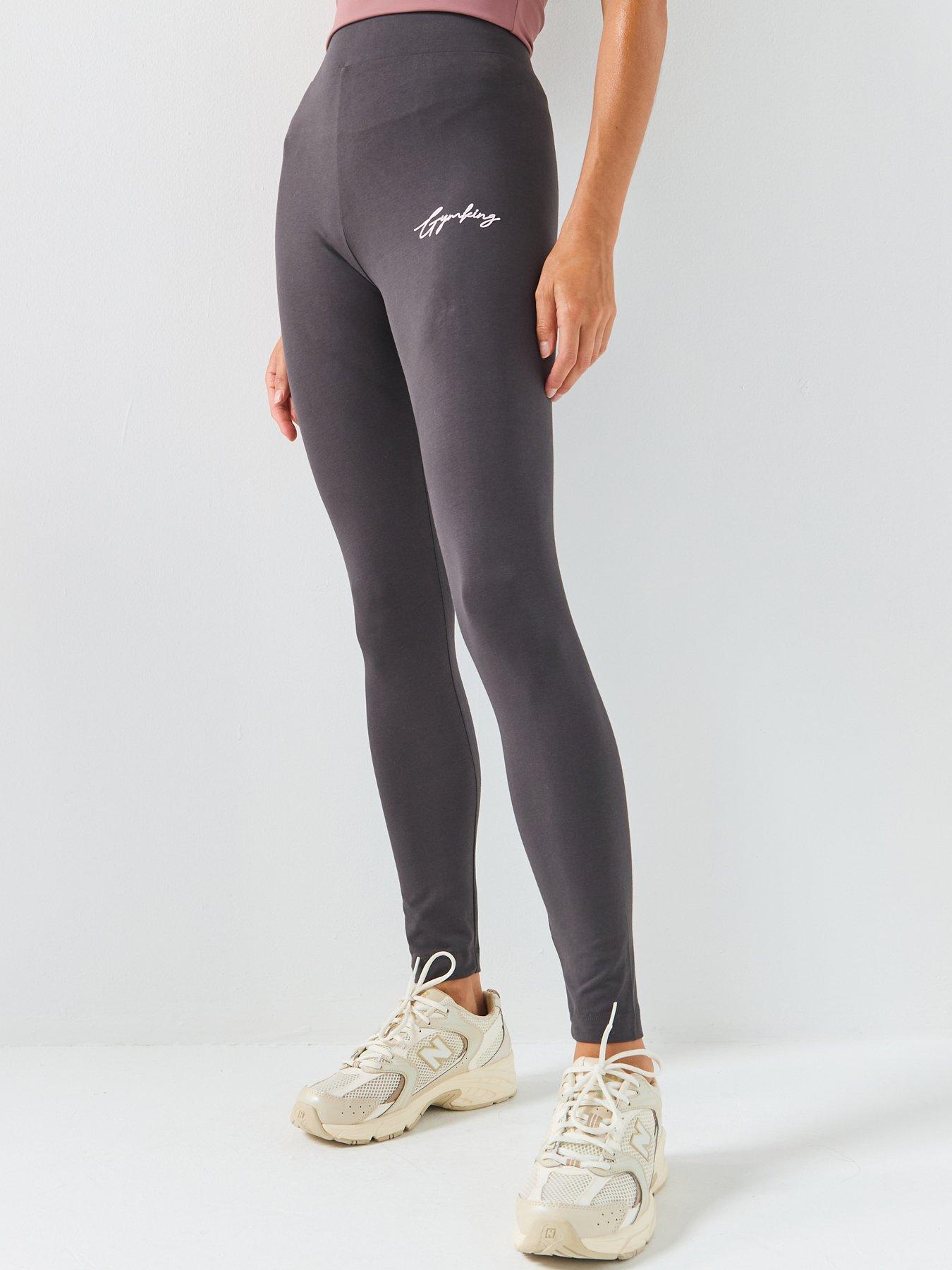 front image of gym-king-womens-script-mindset-jersey-legging-grey