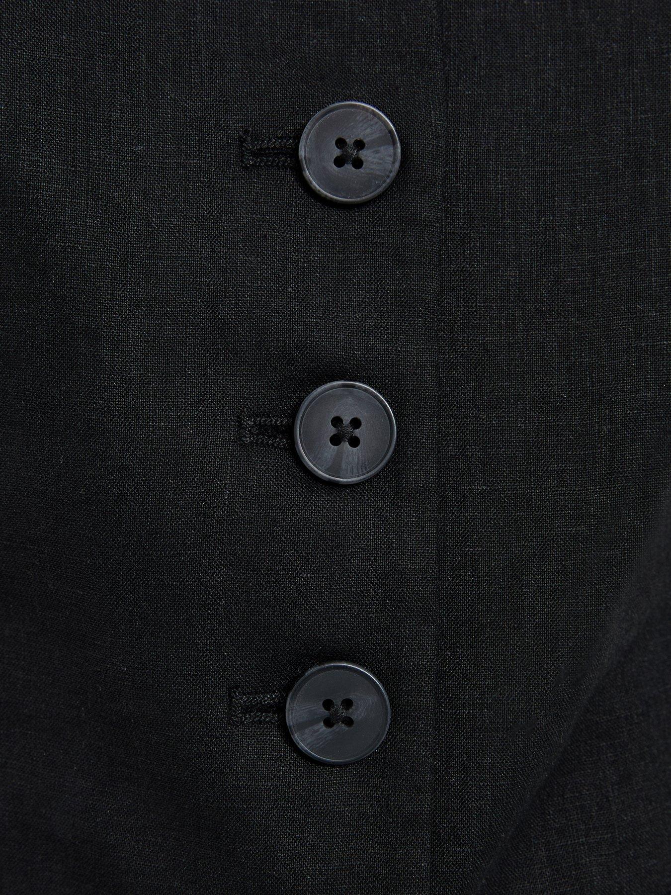 Image 5 of 5 of New Look Linen Rich Thick Strap Co-ord Waistcoat - Black