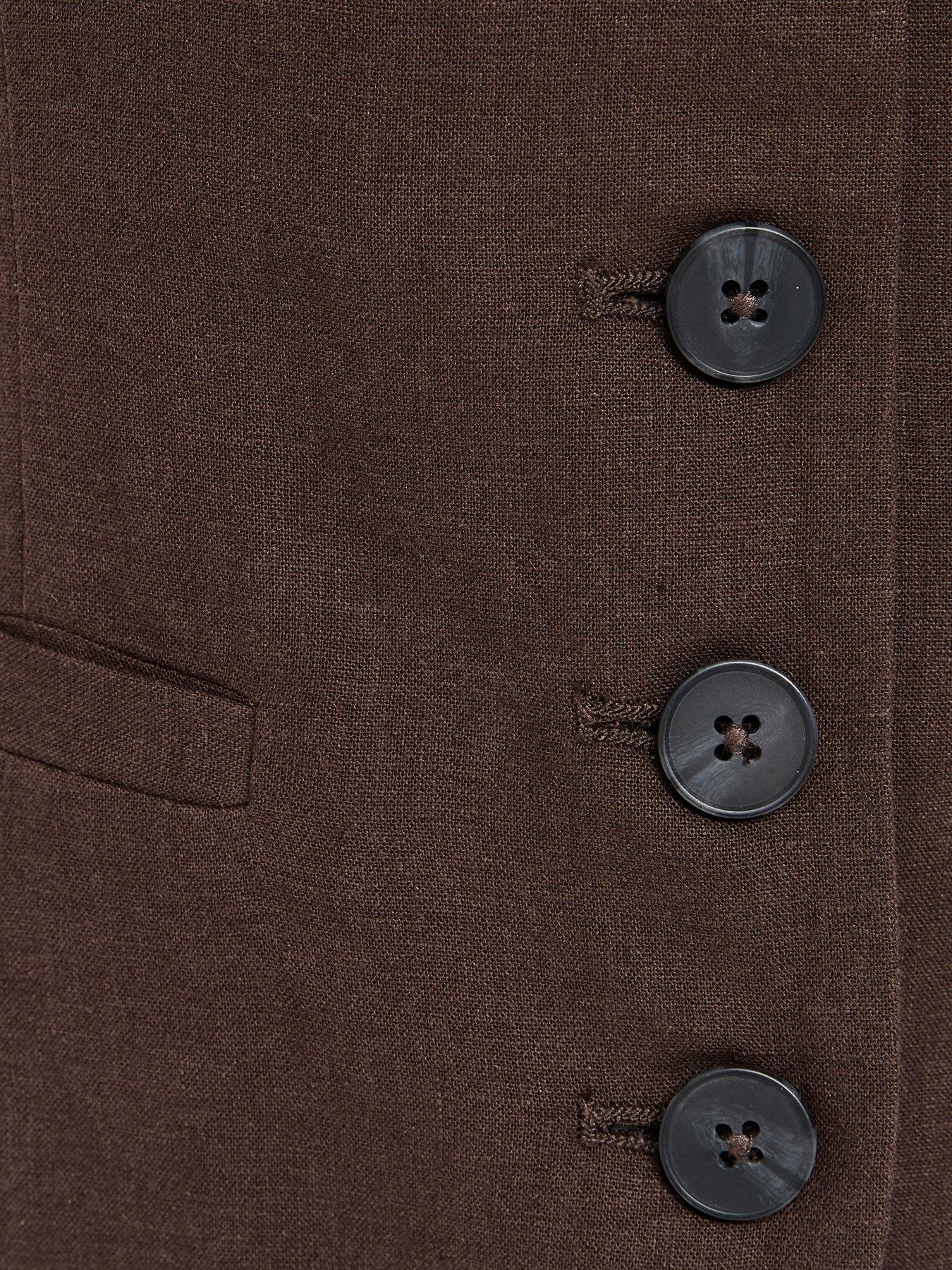 Image 4 of 5 of New Look Linen Rich Thick Strap Waistcoat - Brown
