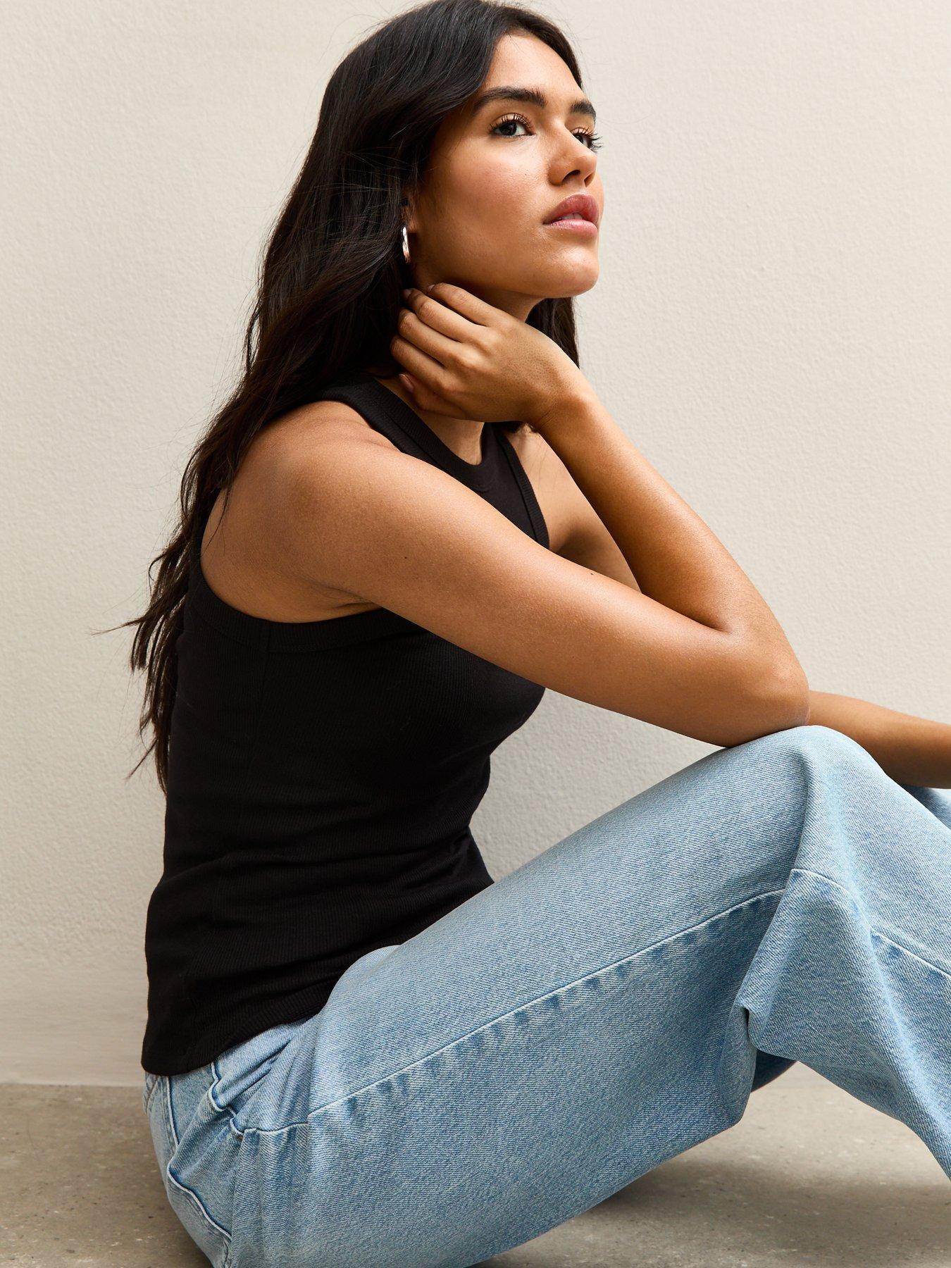  image of new-look-racer-back-vest-top-black