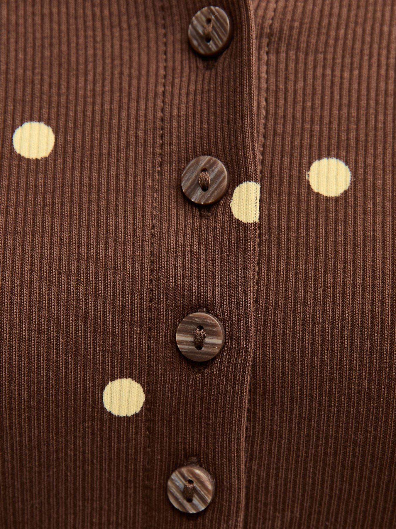  image of new-look-polka-dot-button-up-tank-top-brown
