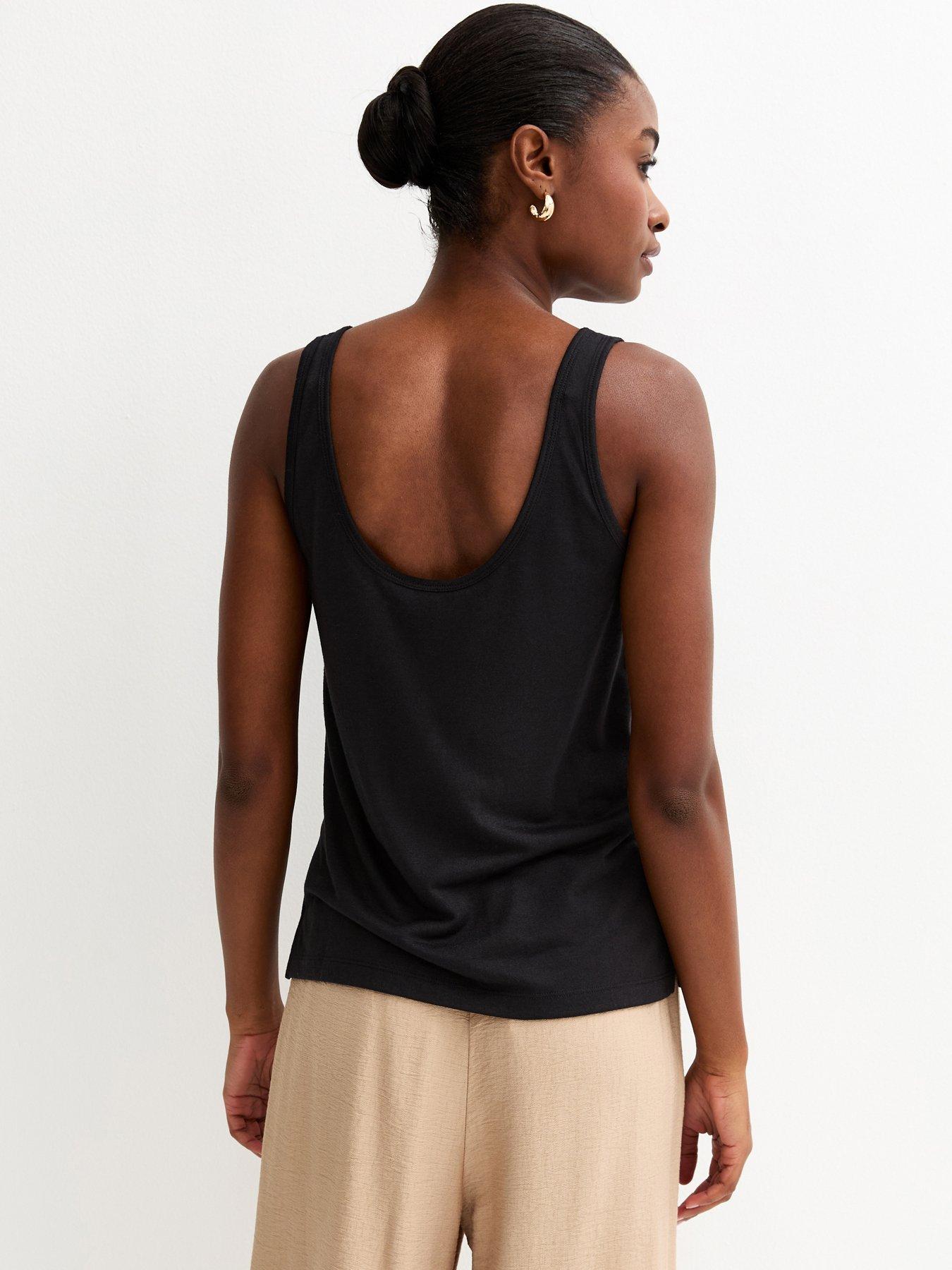 Image 2 of 5 of New Look Slub Button Tank Top - Black