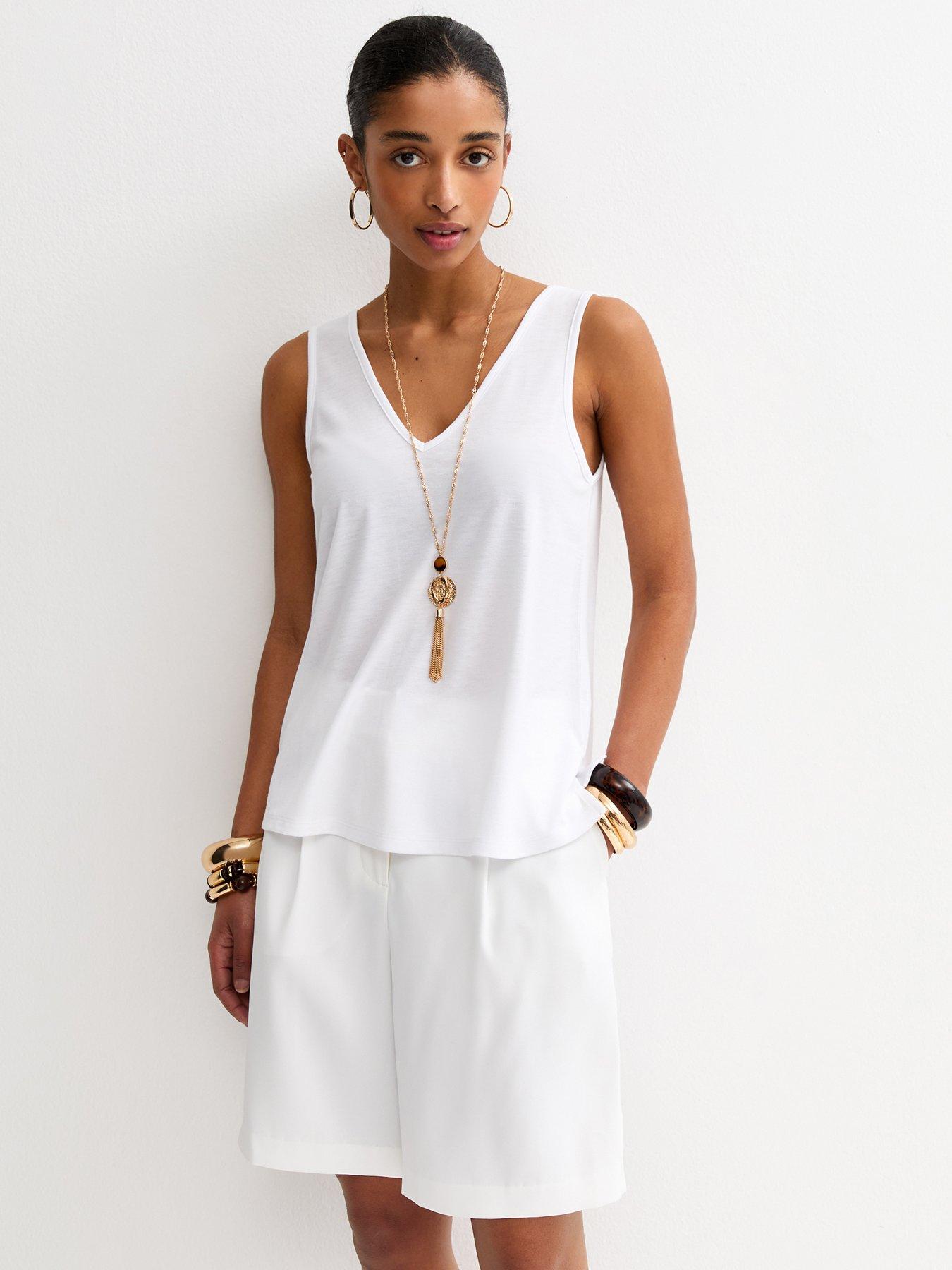  image of new-look-relaxed-v-neck-tank-top-white