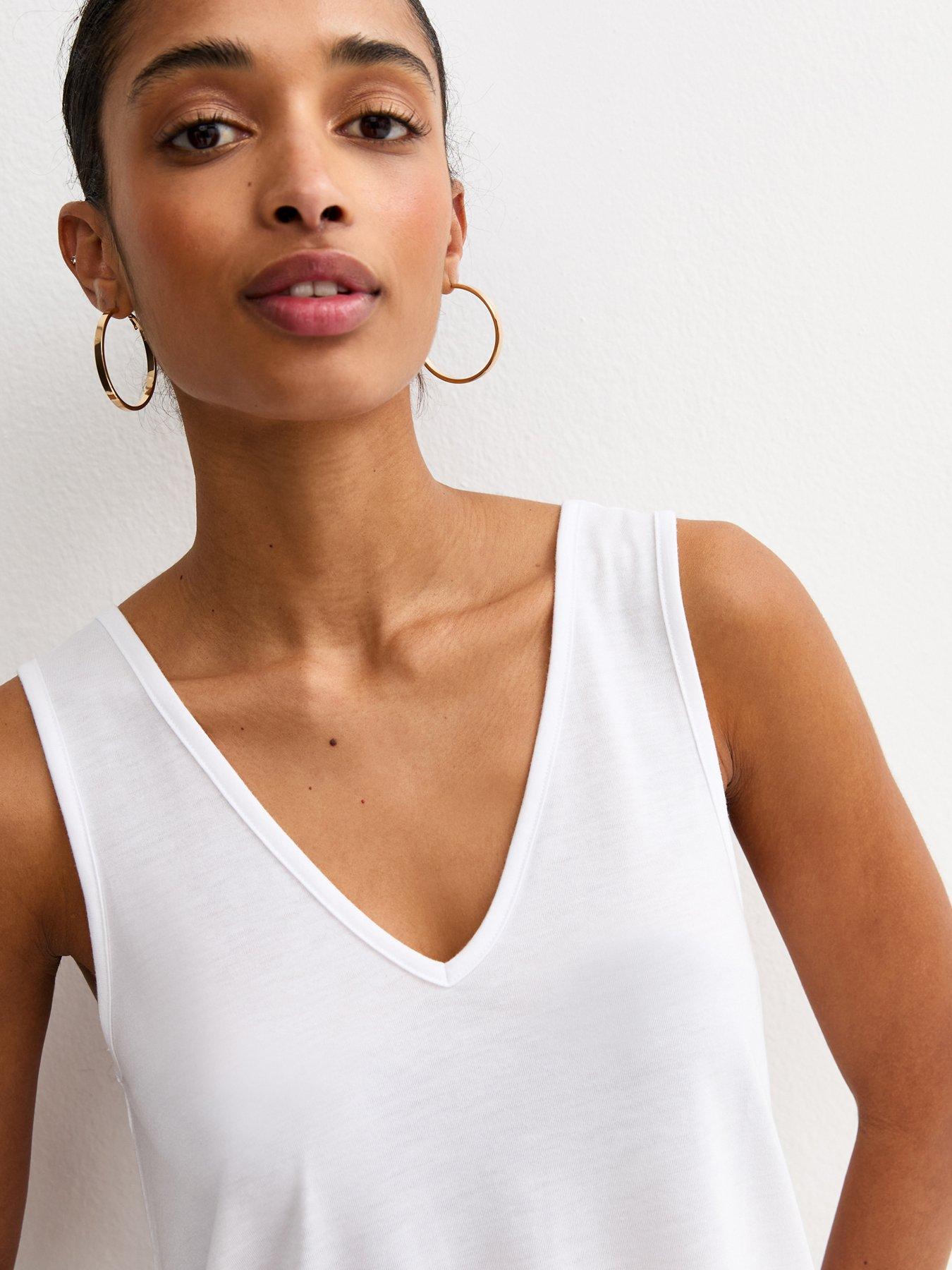  image of new-look-relaxed-v-neck-tank-top-white
