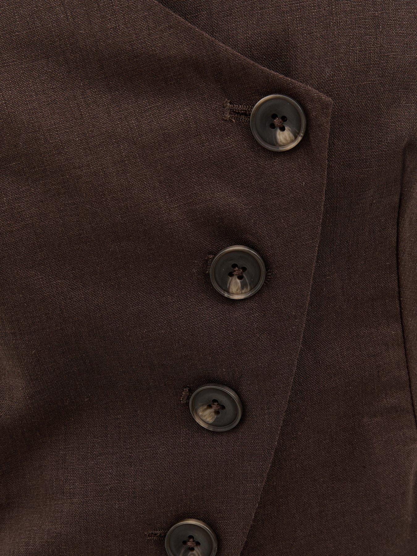 Image 5 of 5 of New Look Linen Blend Asymmetric Waistcoat - Brown