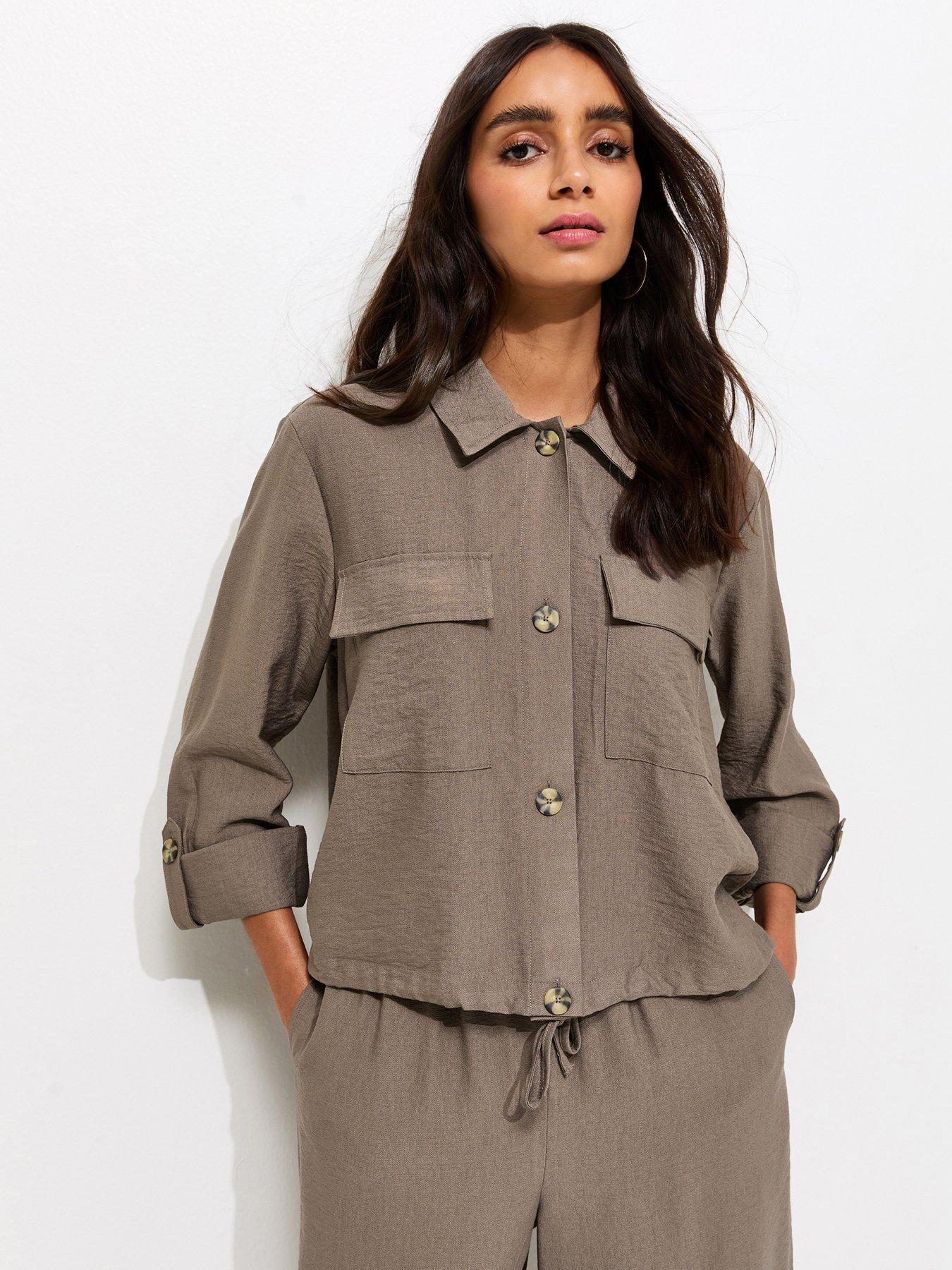 New Look Flap Pocket Co Ord Shirt - Grey