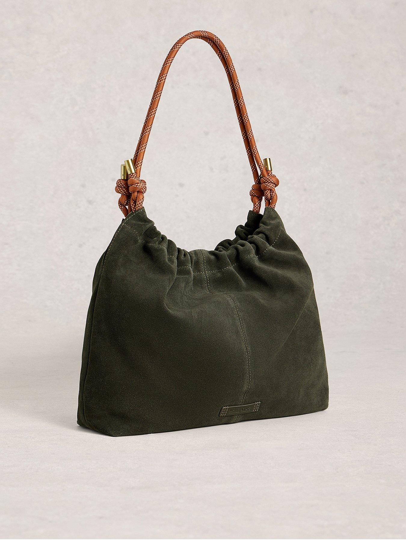 front image of white-stuff-callie-shoulder-bag-green