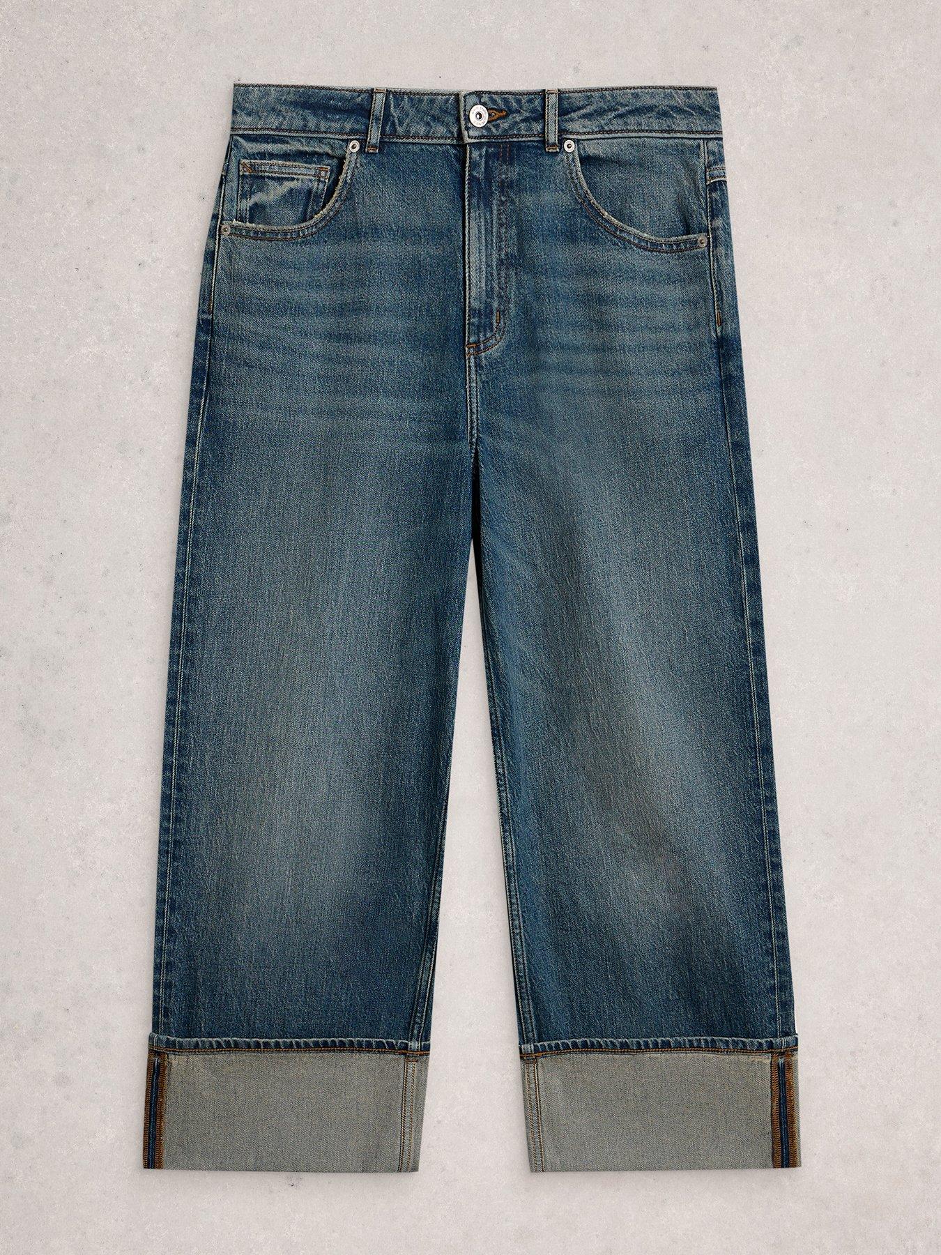  image of white-stuff-bailey-straight-turn-up-jeans-blue