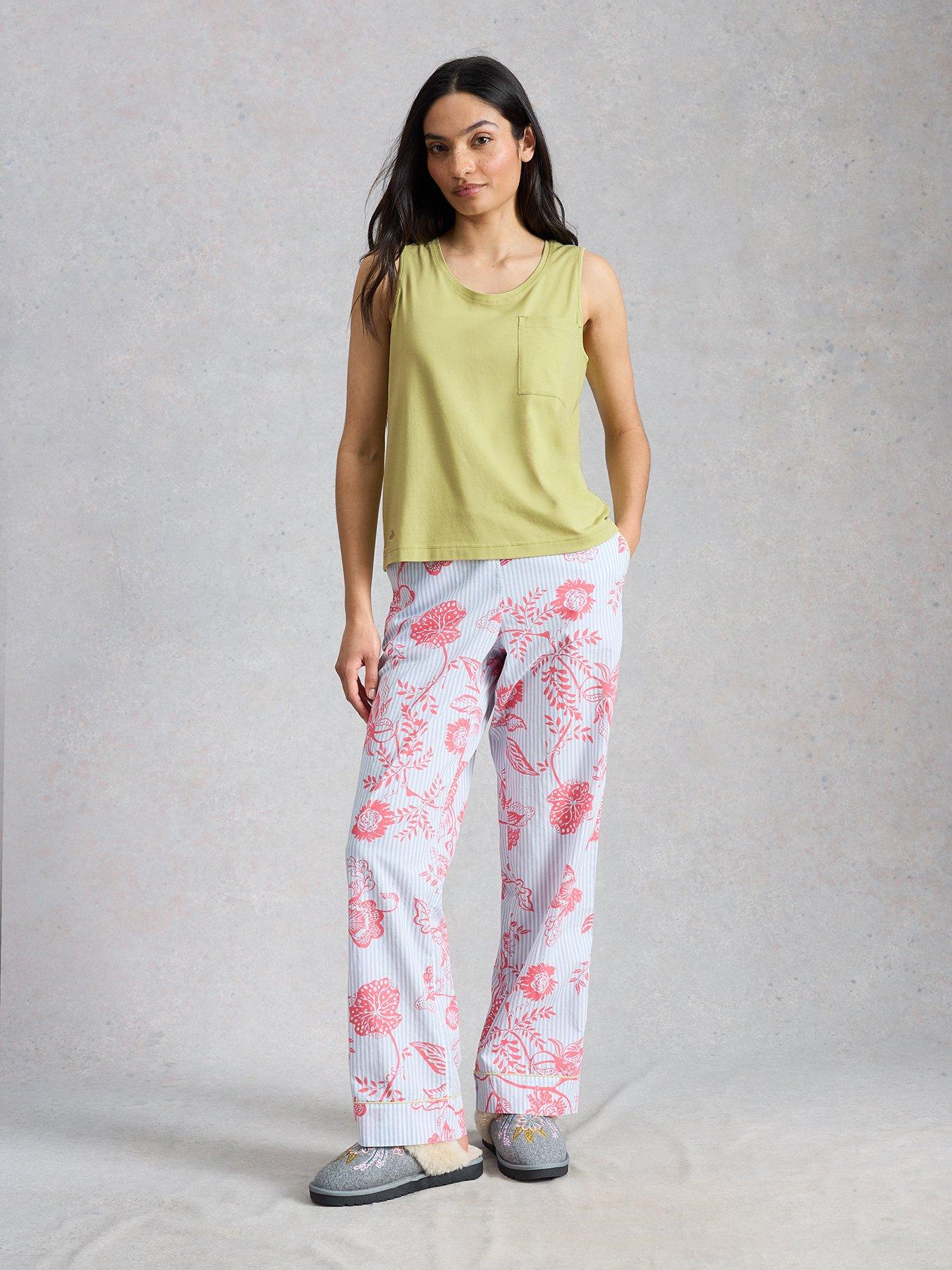  image of white-stuff-maya-pyjama-vest-top-green