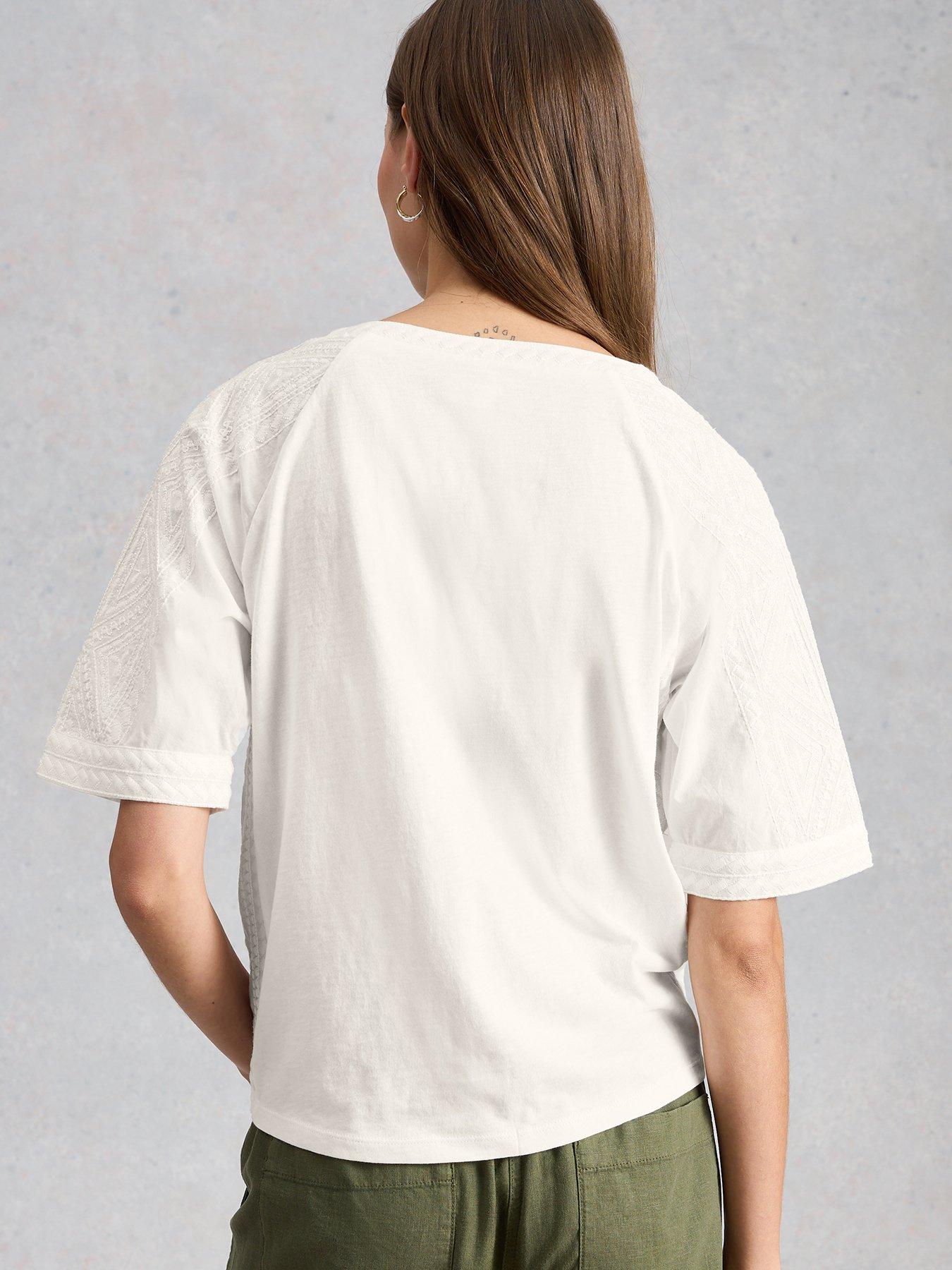 Image 2 of 6 of White Stuff Embroidered Tie Hem Top