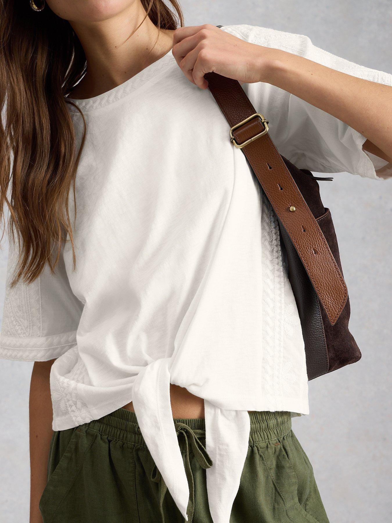 Image 4 of 6 of White Stuff Embroidered Tie Hem Top