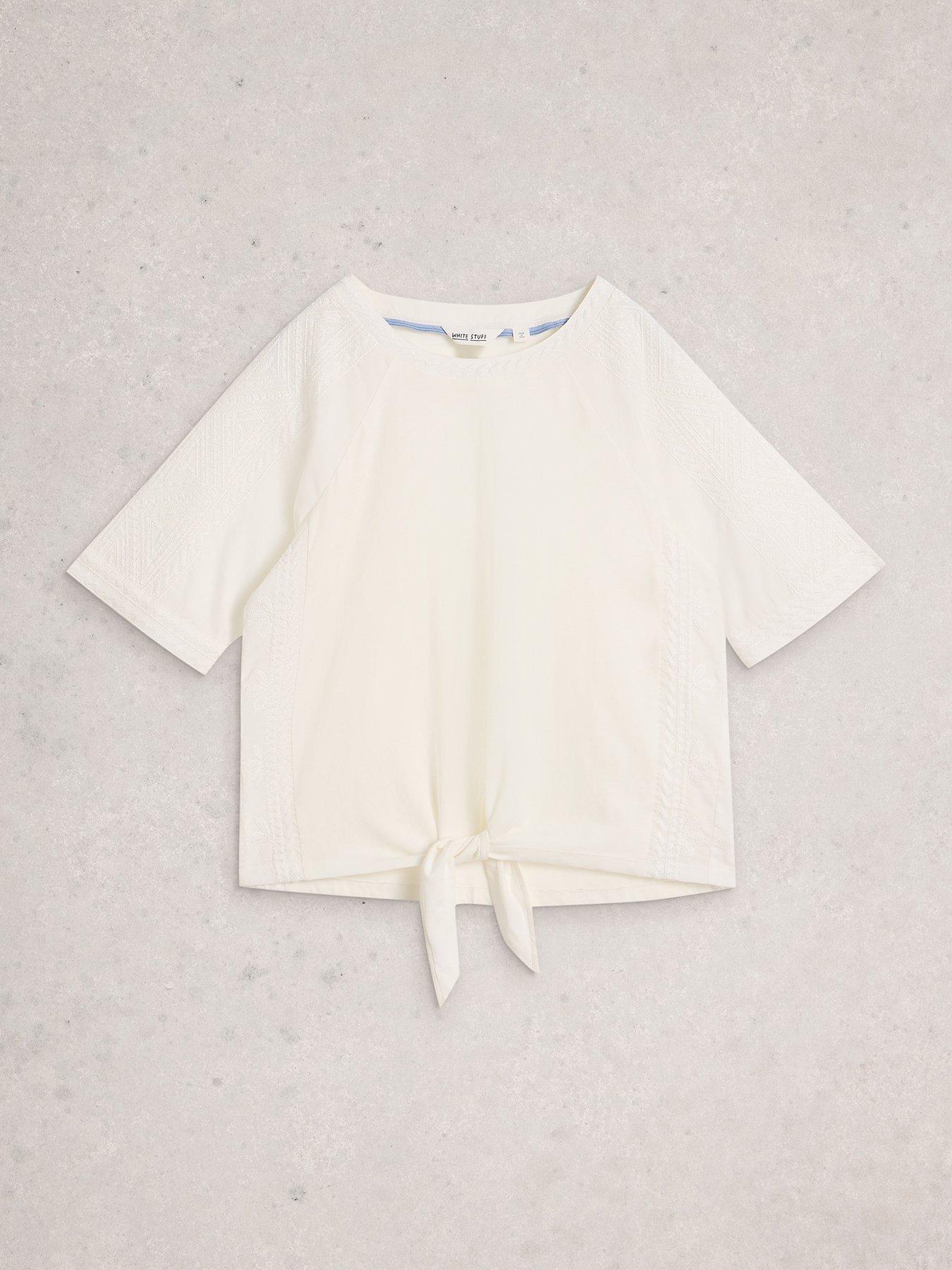 Image 5 of 6 of White Stuff Embroidered Tie Hem Top