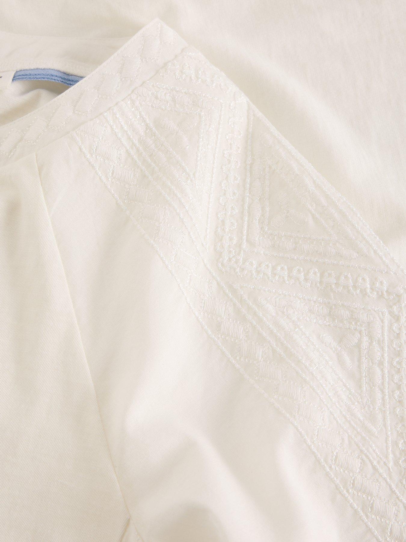 Image 6 of 6 of White Stuff Embroidered Tie Hem Top