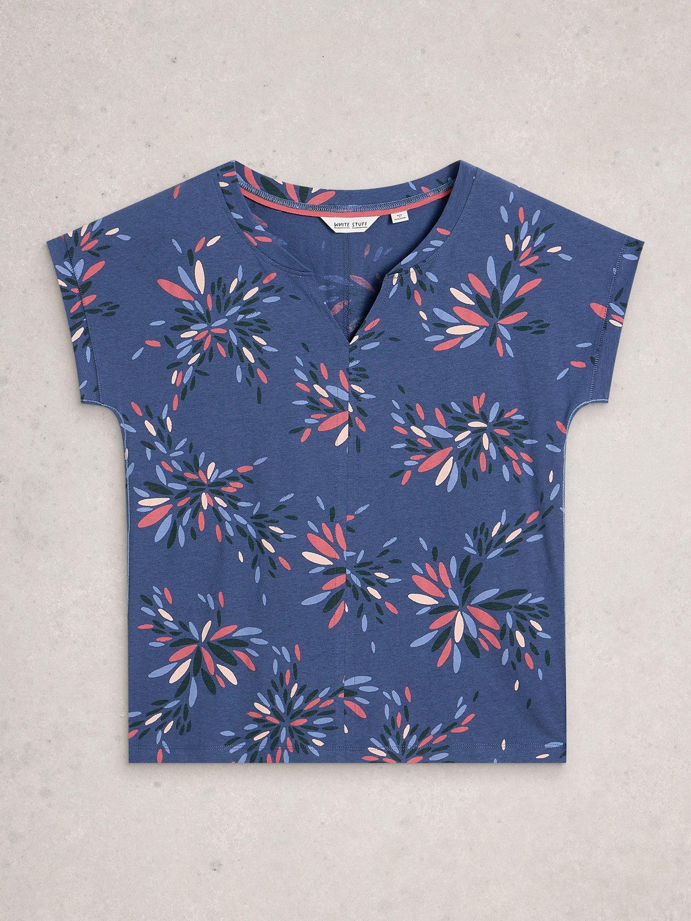 Image 5 of 6 of White Stuff Nelly Notch Neck Tee - Navy