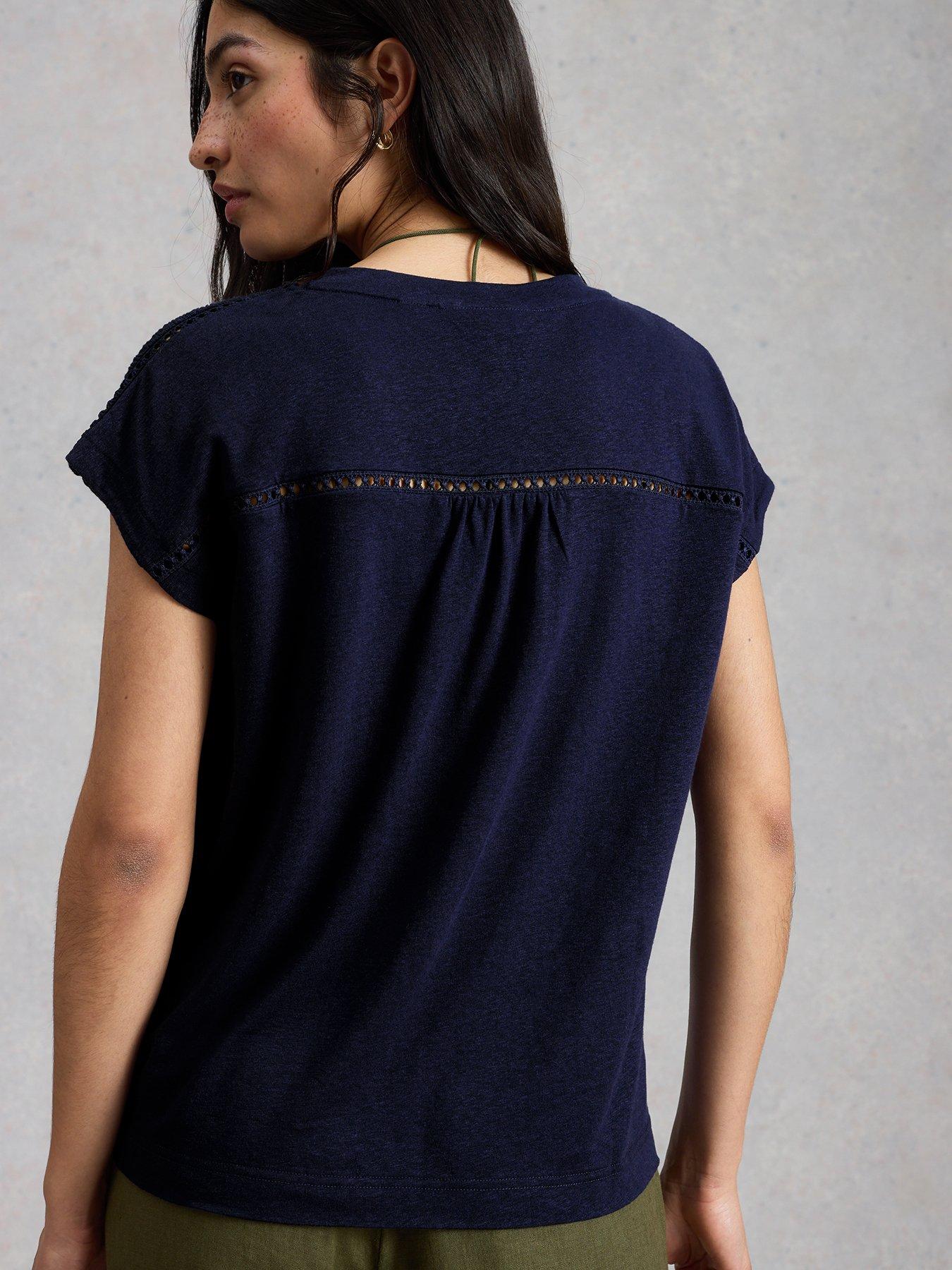 Image 2 of 6 of White Stuff Ella Lace Tee - Navy