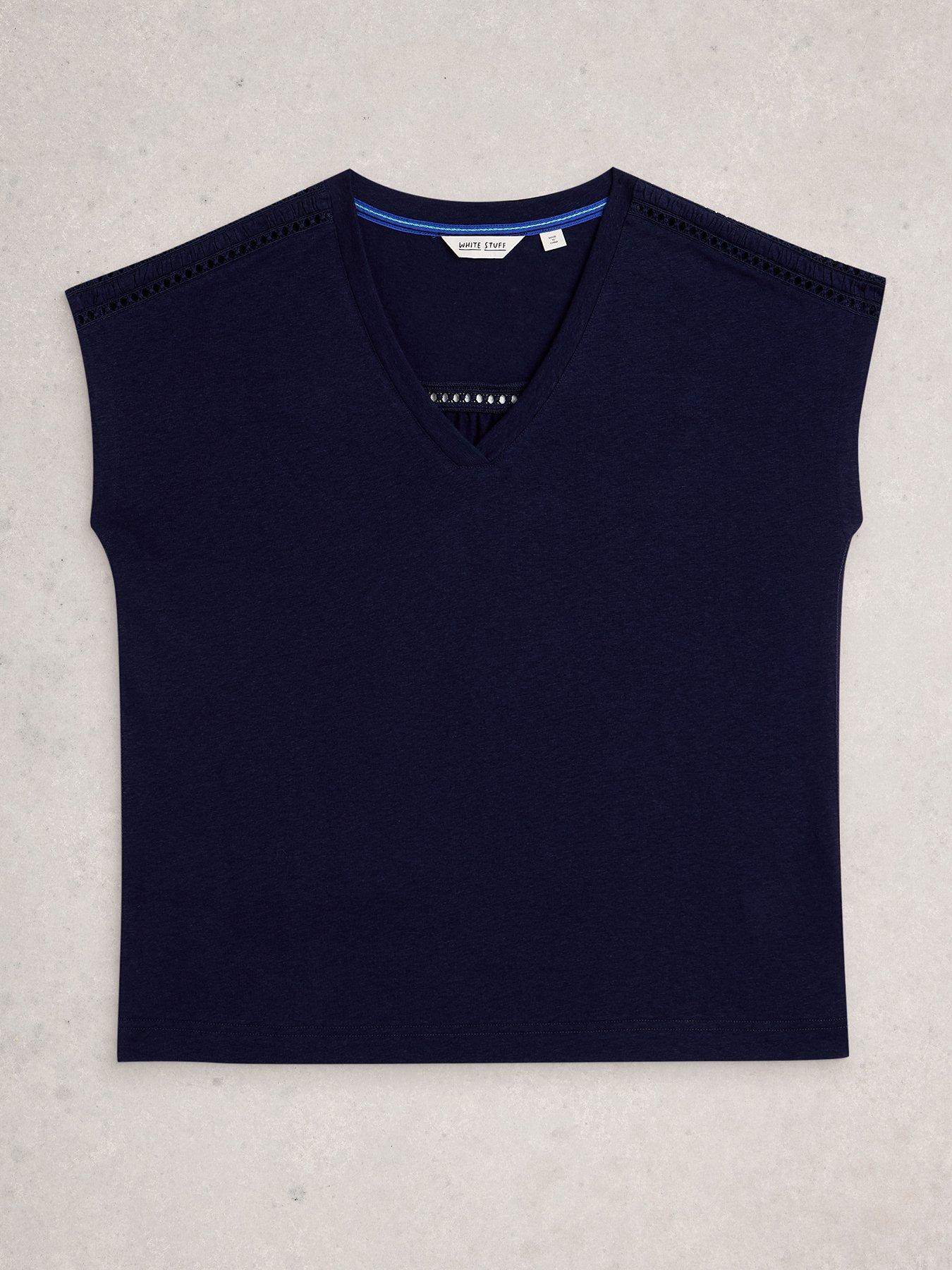 Image 5 of 6 of White Stuff Ella Lace Tee - Navy