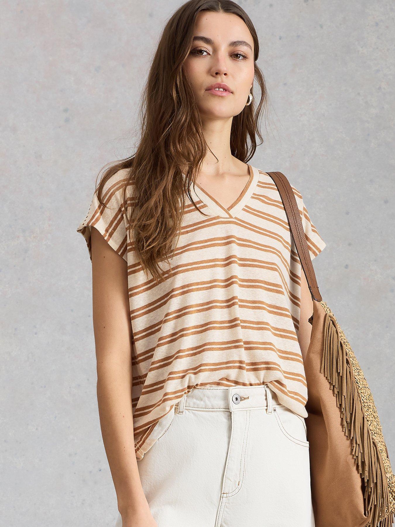 Image 1 of 6 of White Stuff Ella Lace Tee - Brown