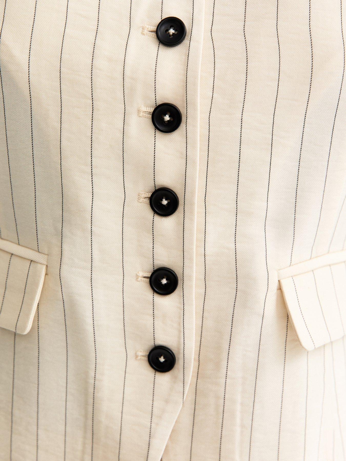  image of new-look-stripe-square-neck-waistcoat-cream