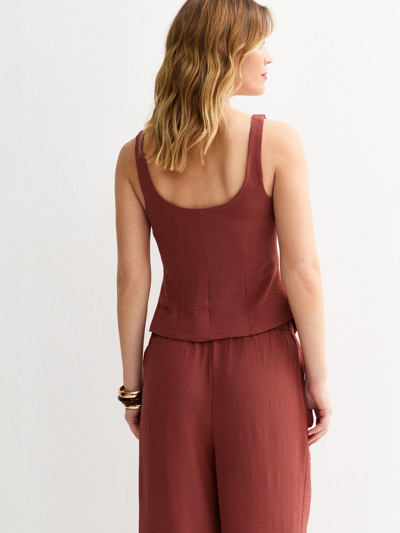 stillFront image of new-look-red-scoop-neck-button-up-waistcoat